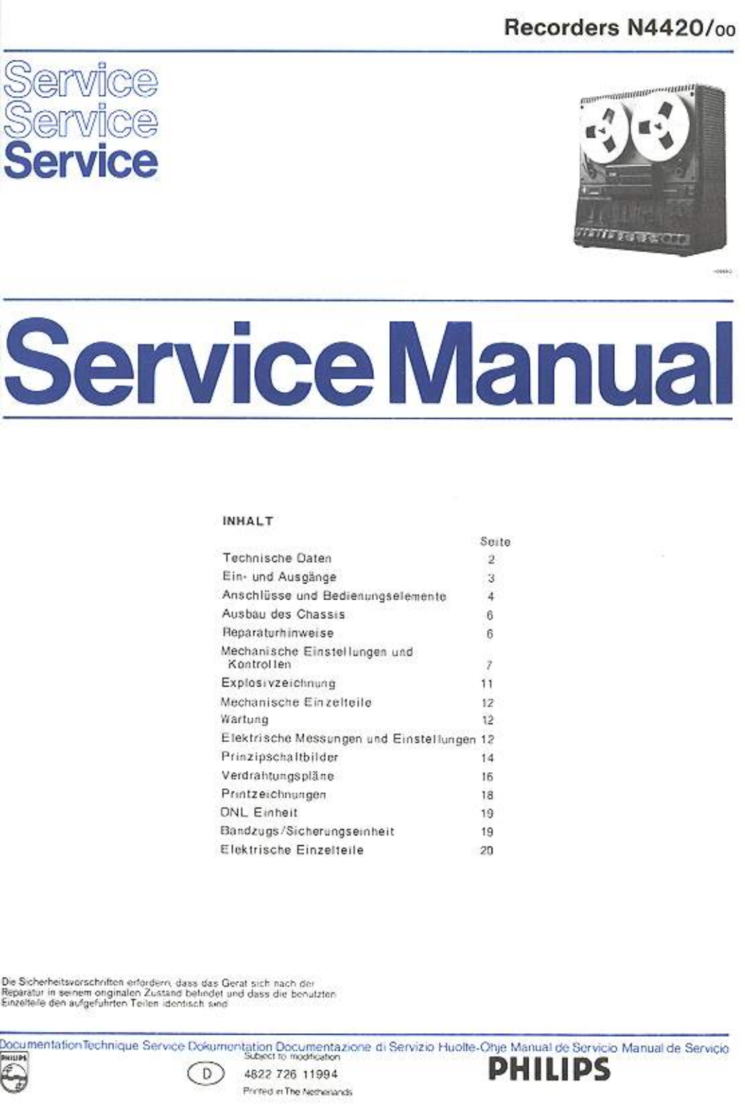 Philips N-4420 Service Manual