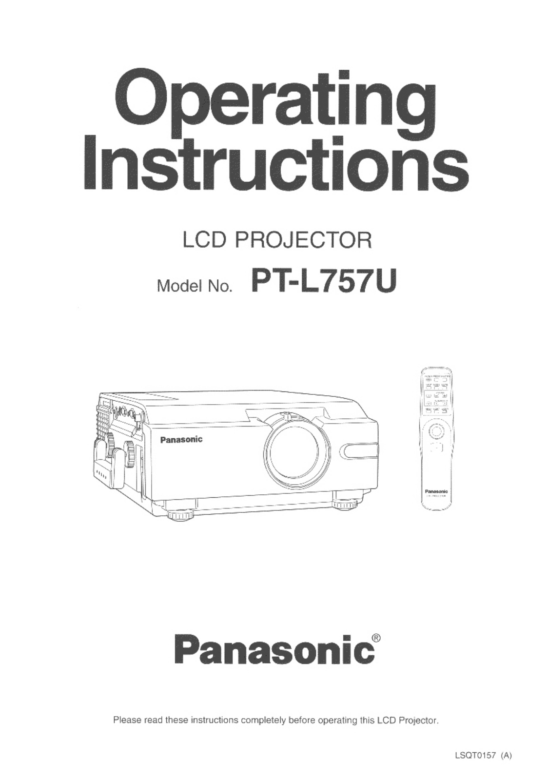 Panasonic PT-L757 User Manual