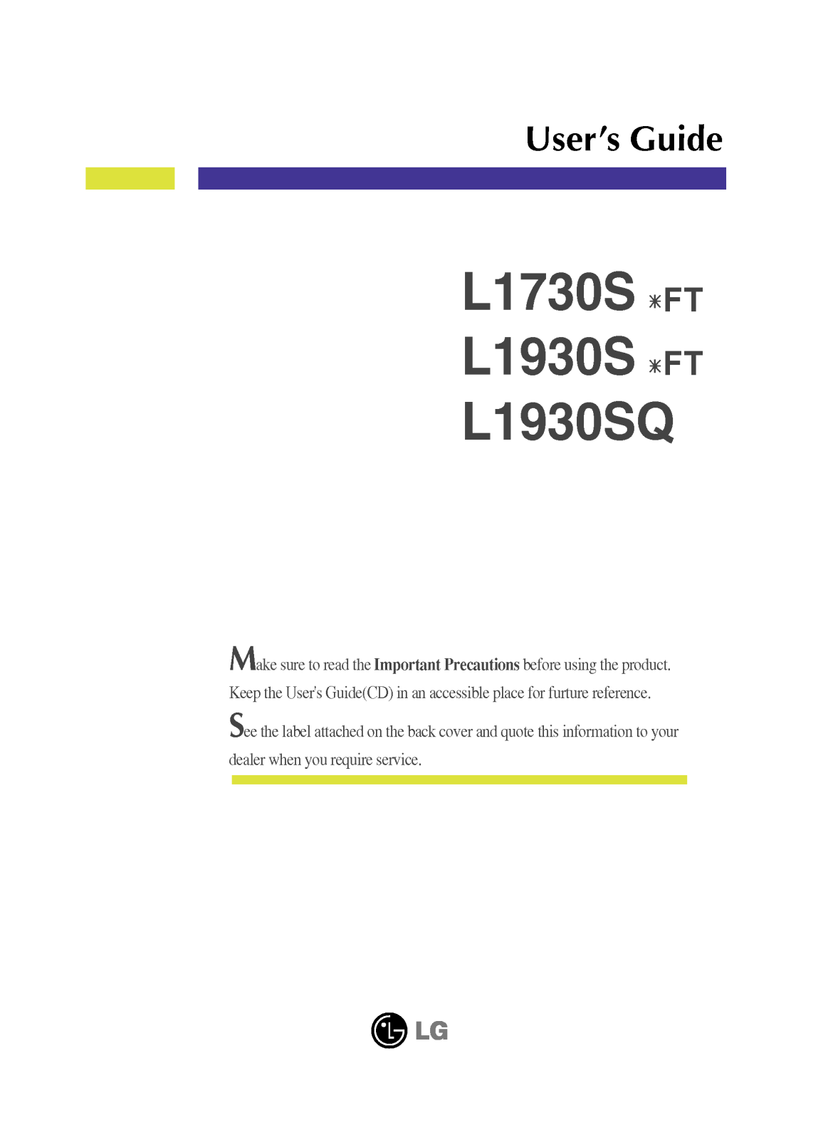 LG L1930BSFT User Manual