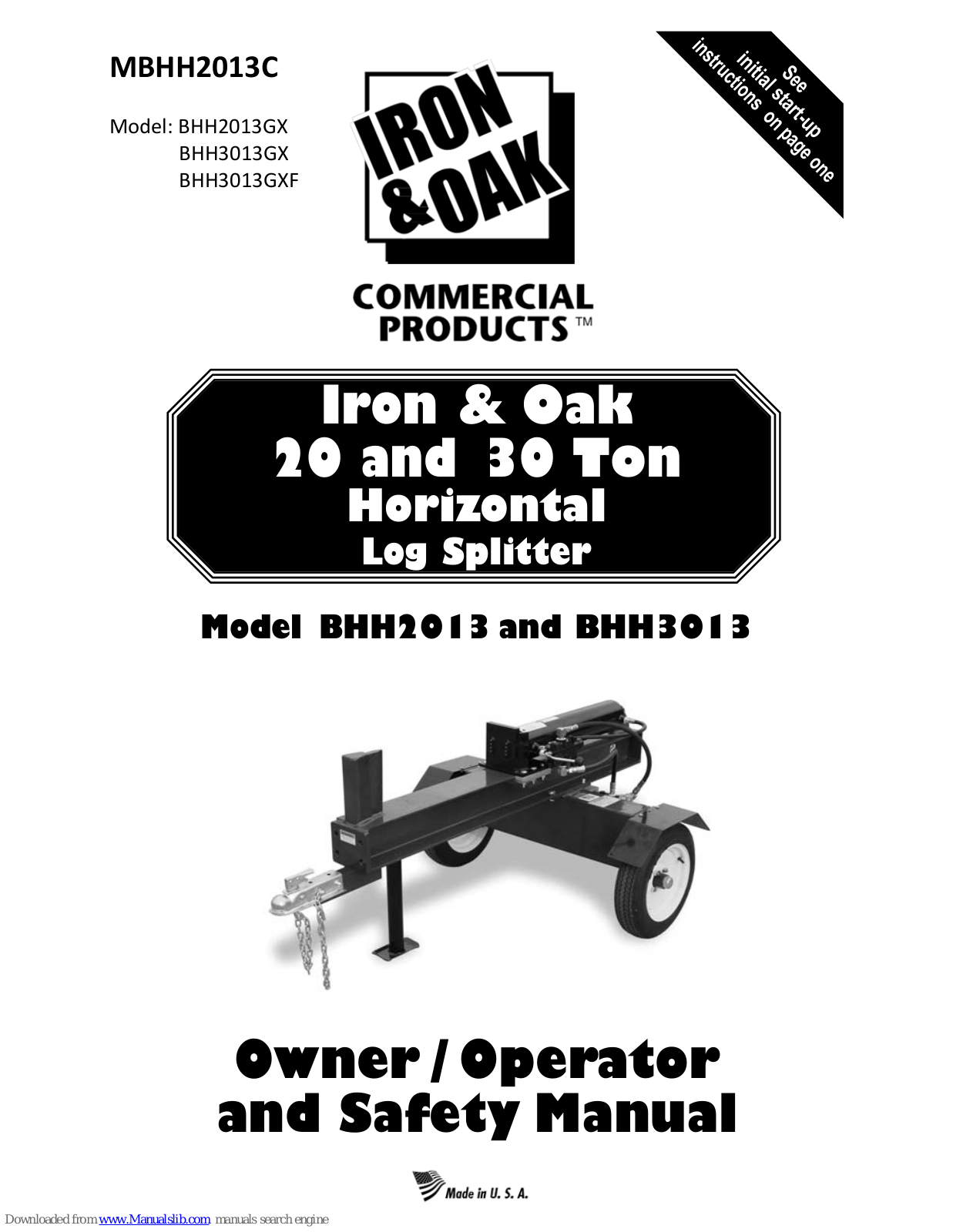 Iron & Oak BHH2013GX, BHH3013GX, BHH3013GXF Owner's And Operator's Manual