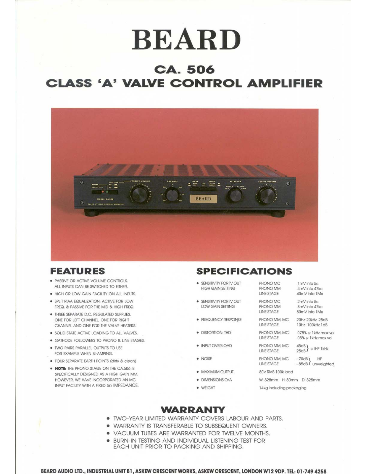 Beard CA-506 Brochure - ManualMachine.com