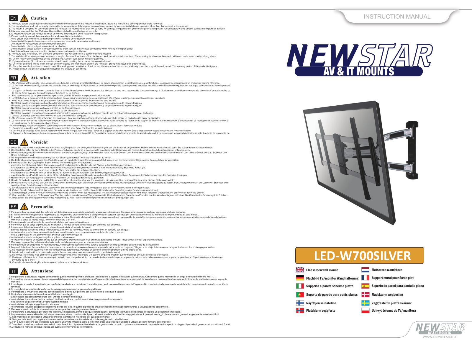 Newstar LED-W700SILVER User Manual