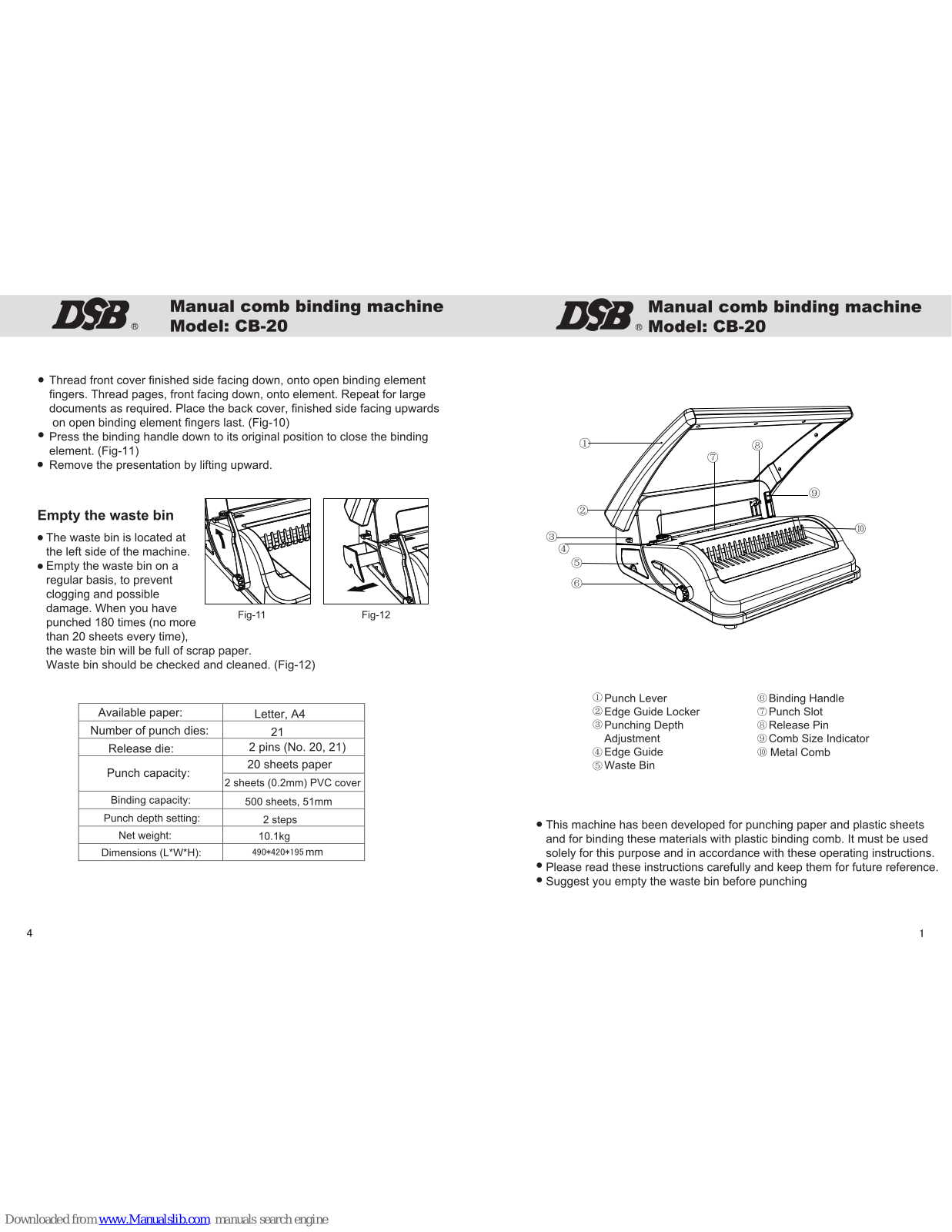 DSB CB-20 User Manual