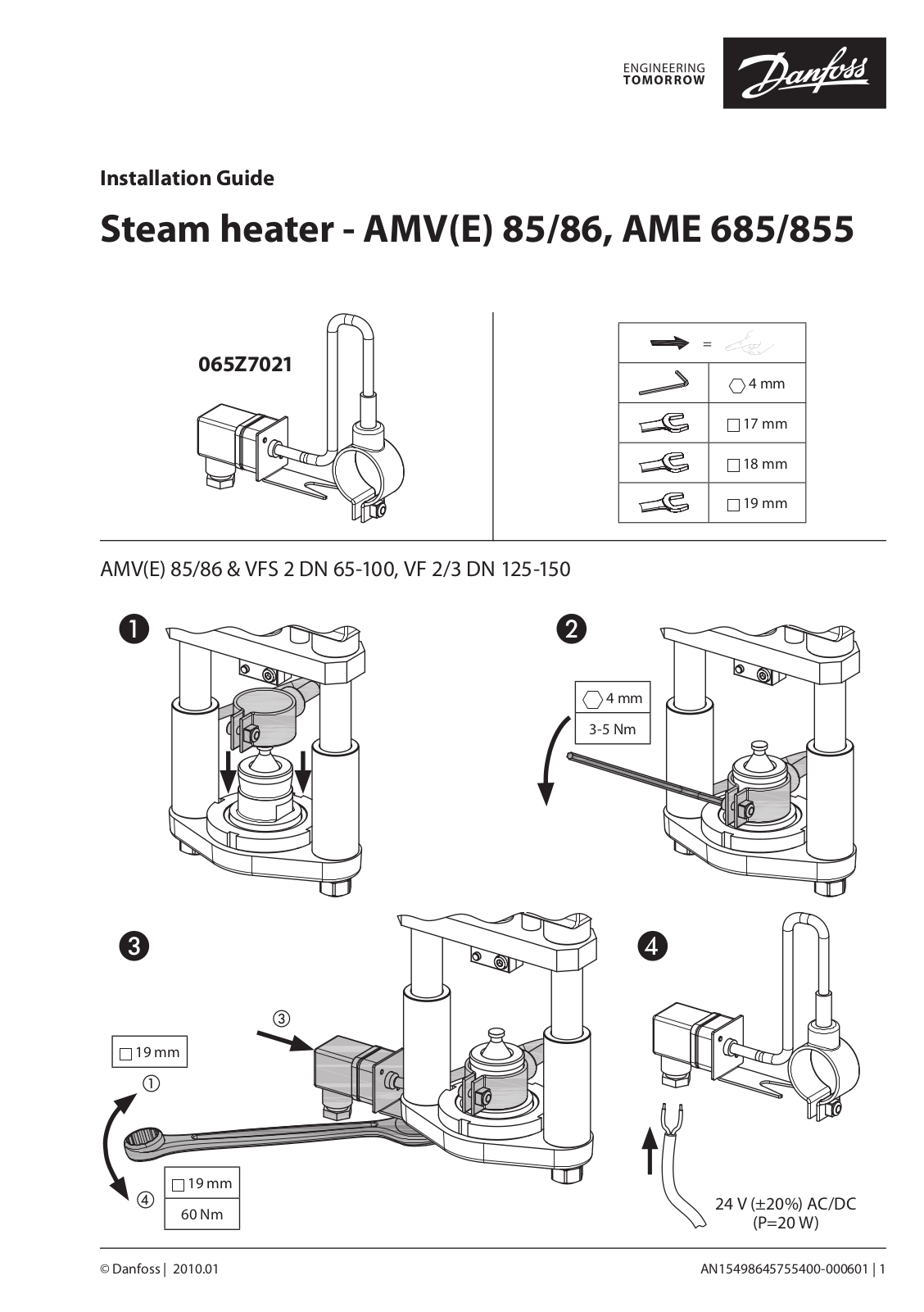 Danfoss AMV(E) 85, AMV(E) 86, AME 685, AMV(E) 855 Installation guide