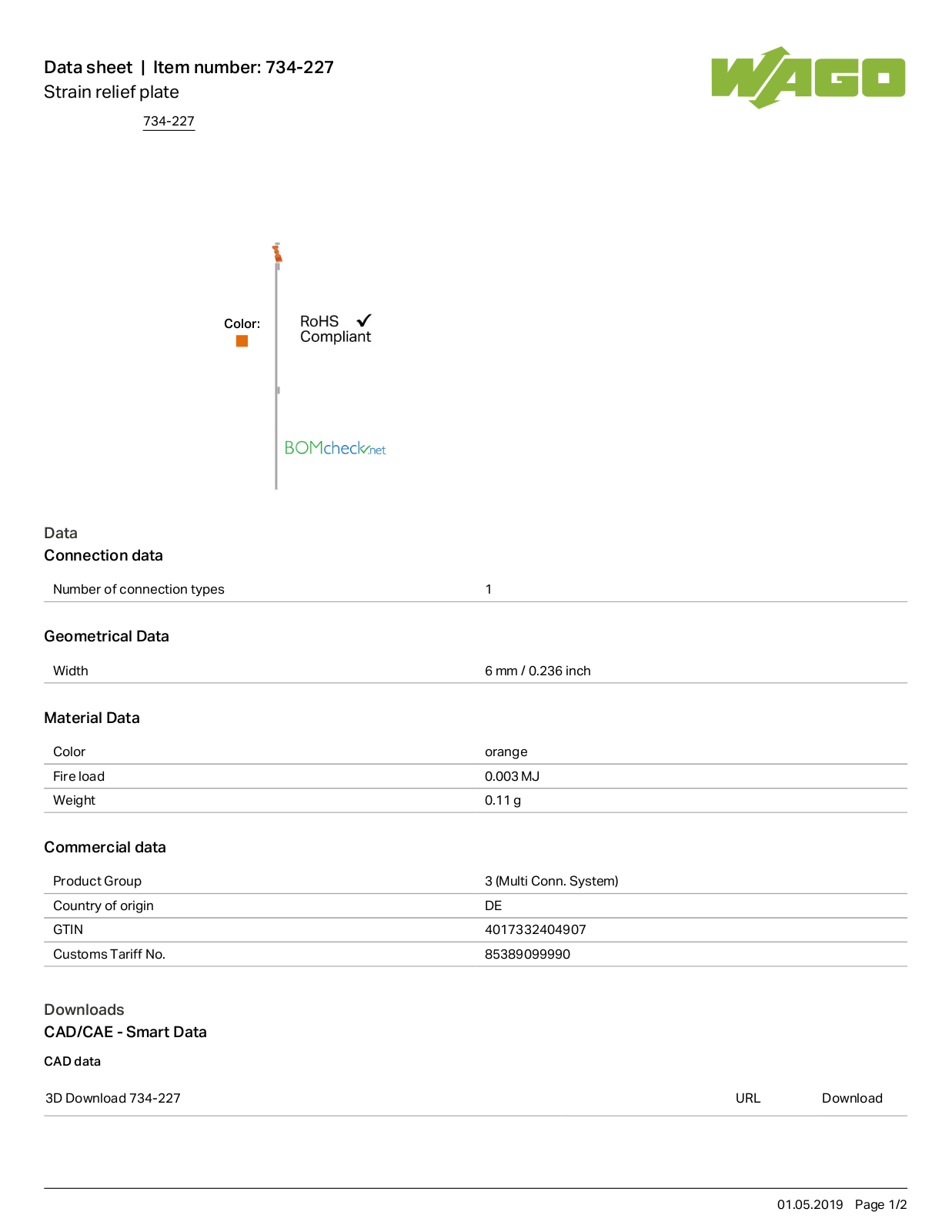 Wago 734-227 Data Sheet