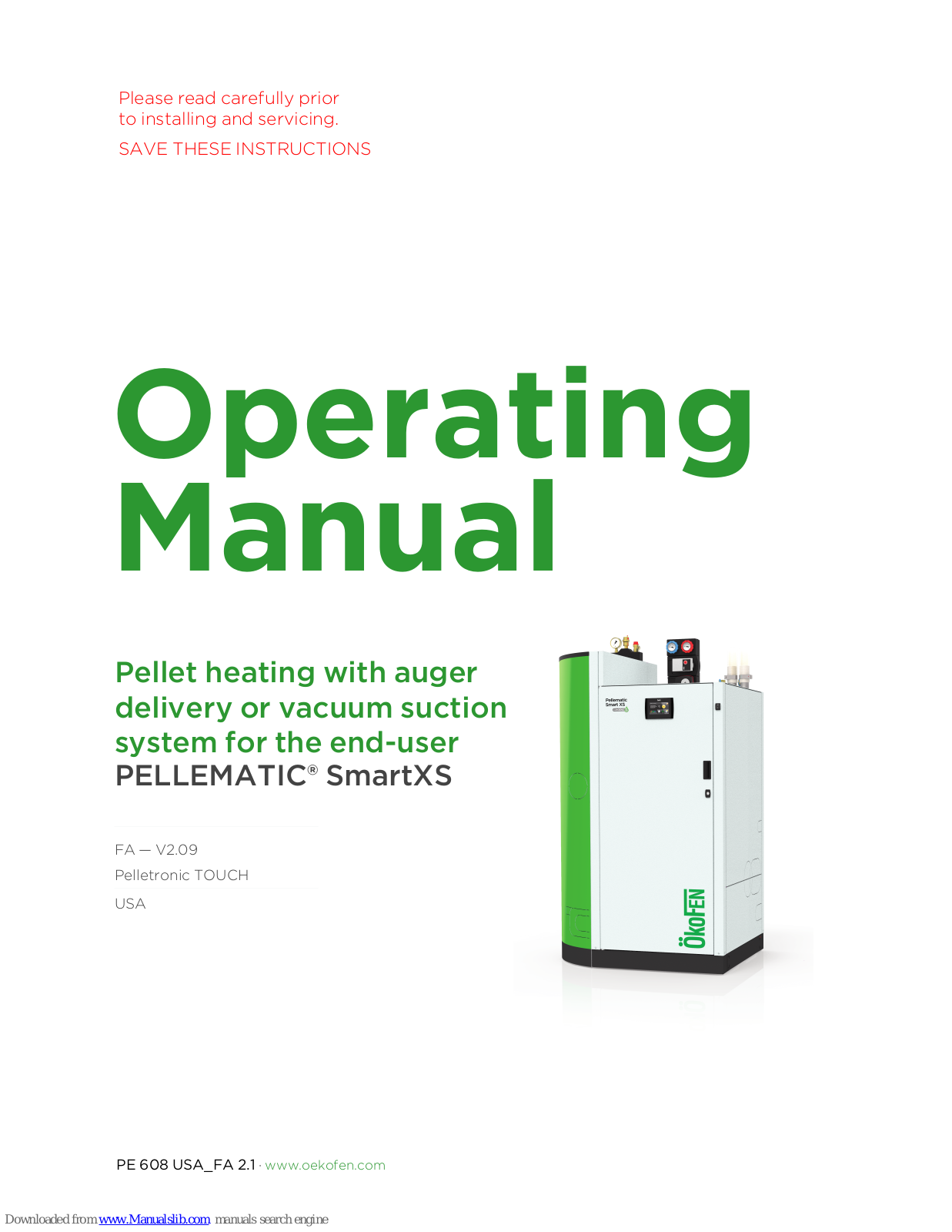 MAINE ENERGY SYSTEMS PELLEMATIC SmartXS Operating Manual