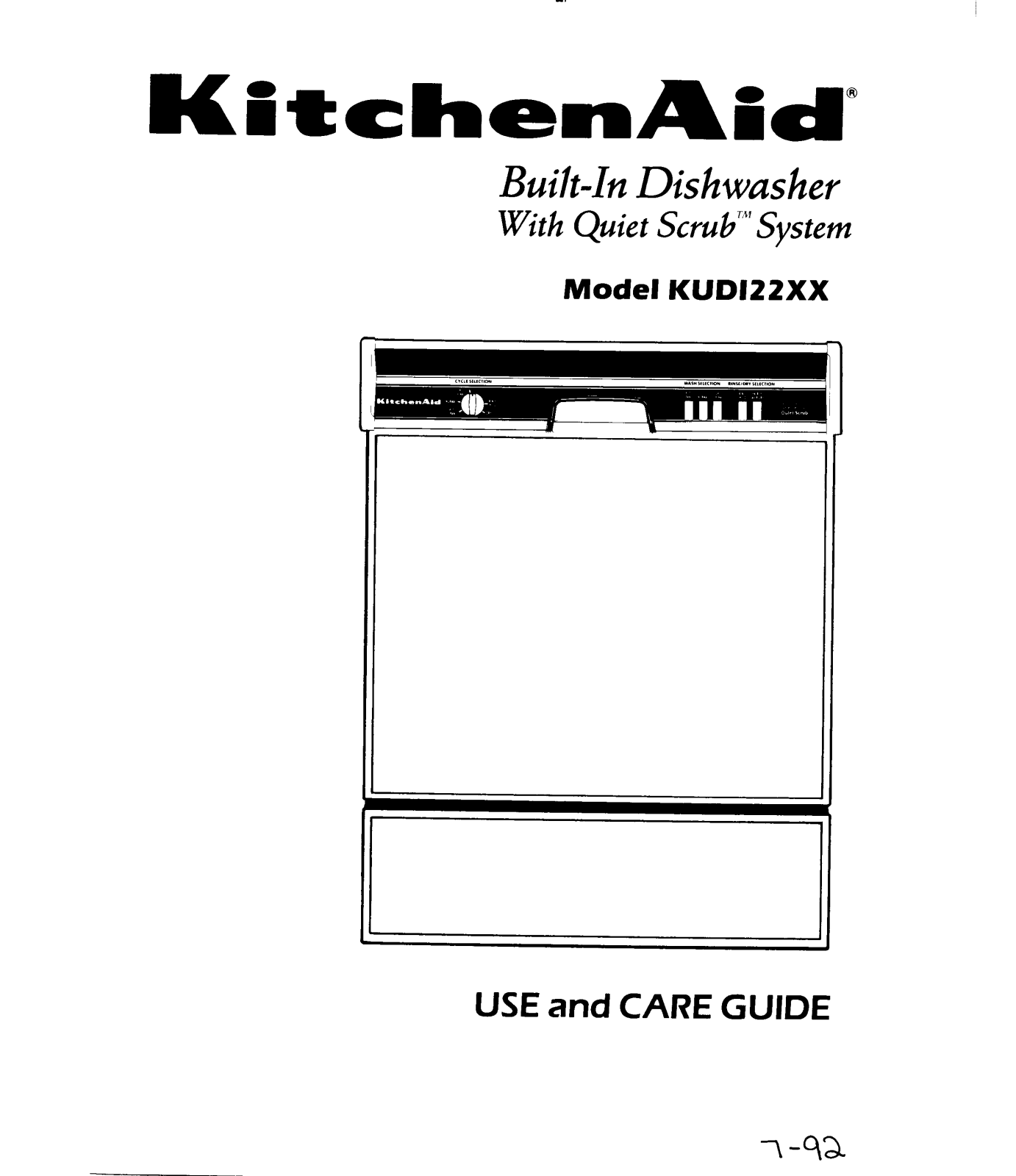 KitchenAid KUDI22XX Owner's Manual