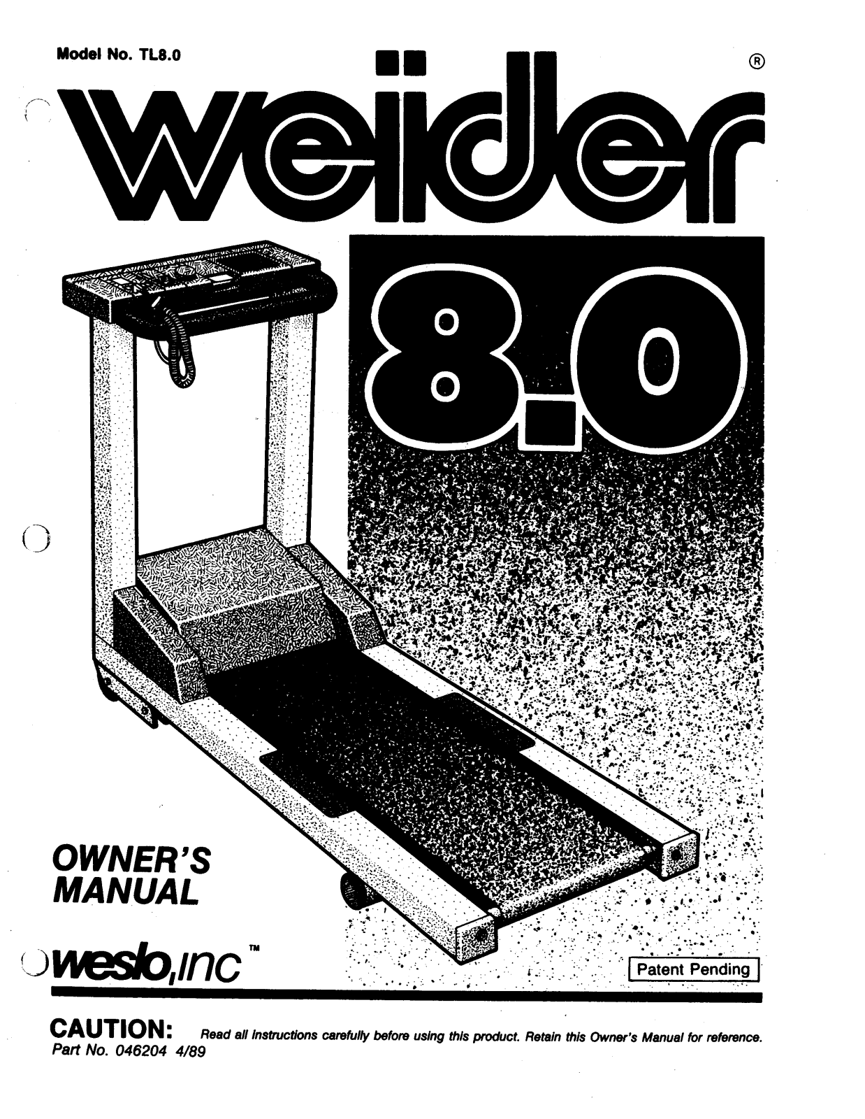 Weslo TL8.0 Owner's Manual