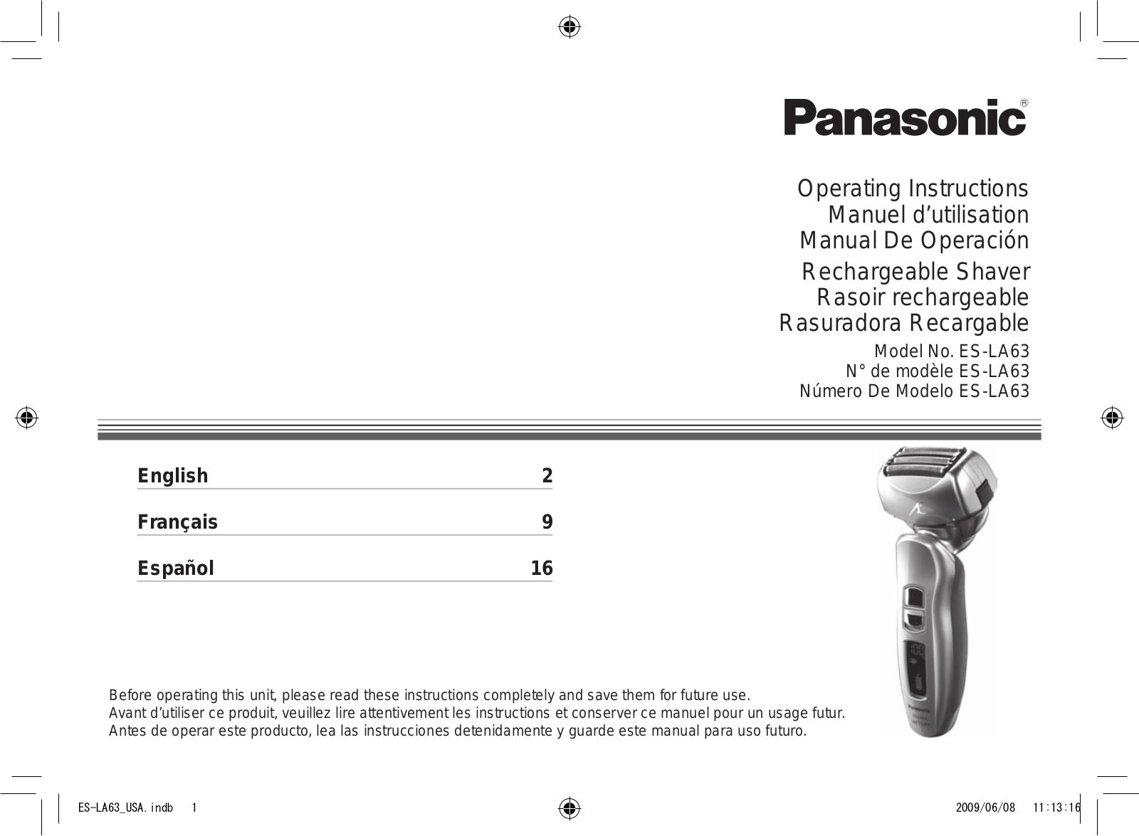 Panasonic ESLA63, ESLA63S User Manual