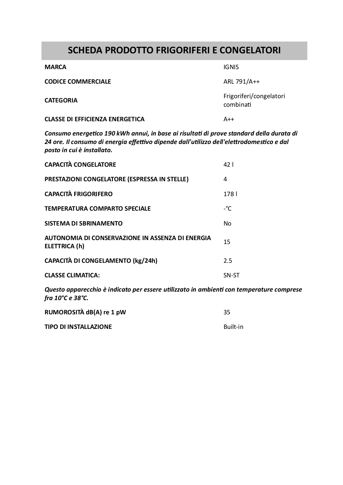 Whirlpool ARL 791/A INSTRUCTION FOR USE