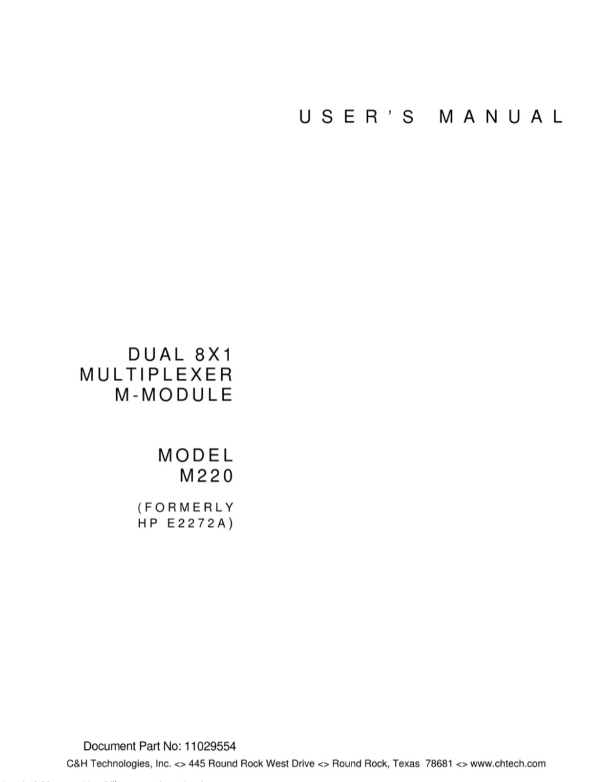 C&H Technologies M 220 User Manual