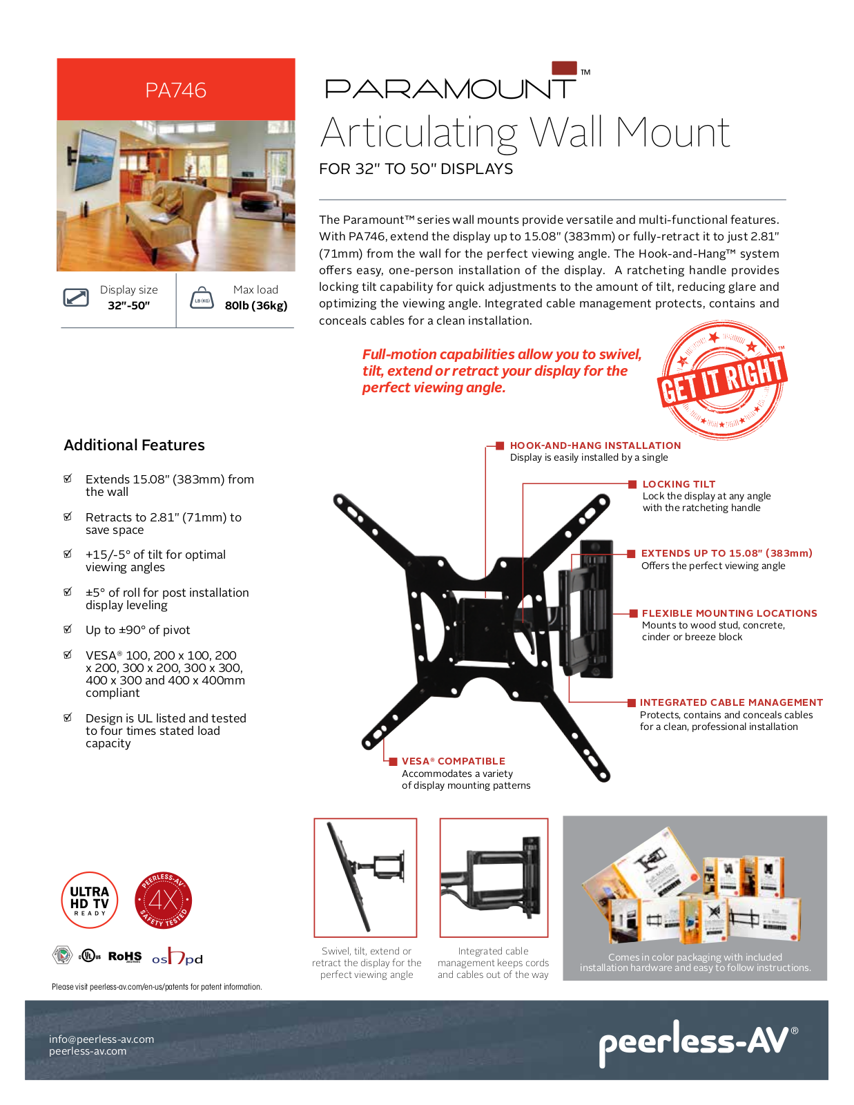 Peerless-AV PA746 Specsheet