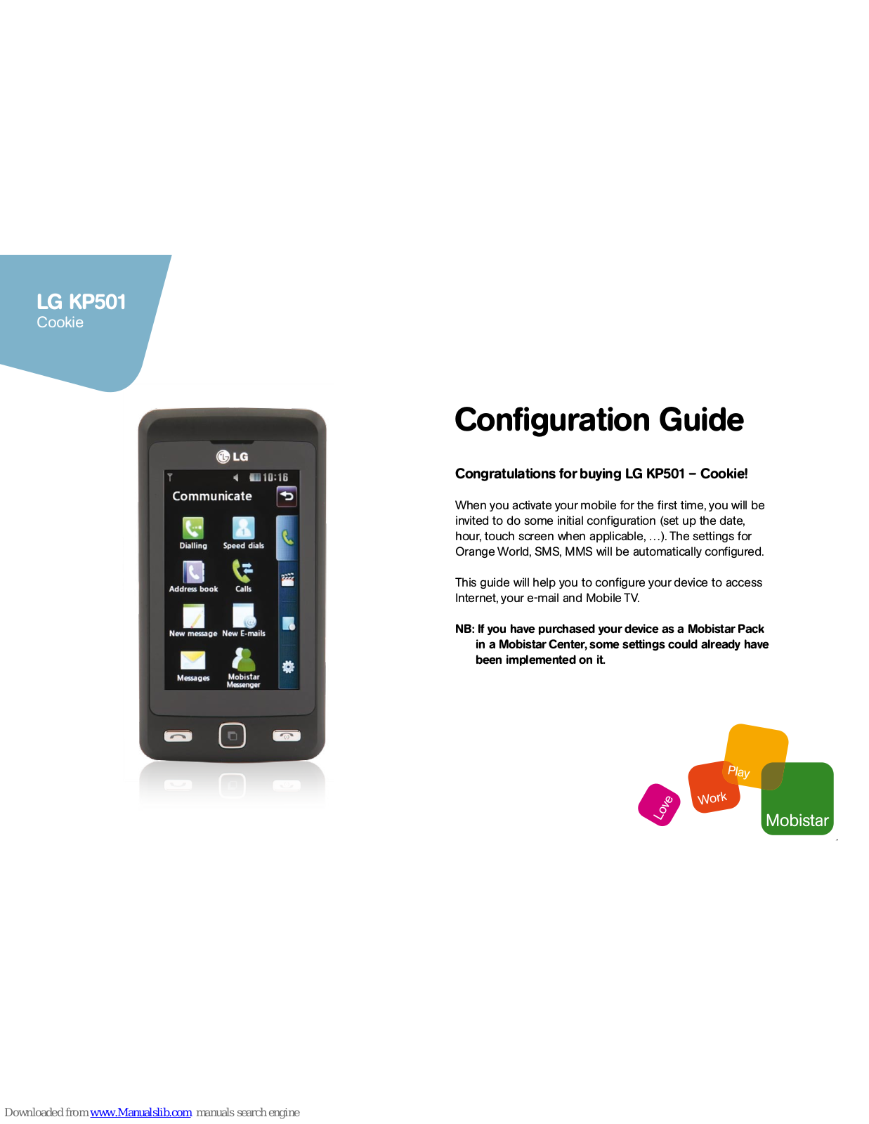 LG KP501 Cookie Configuration Manual