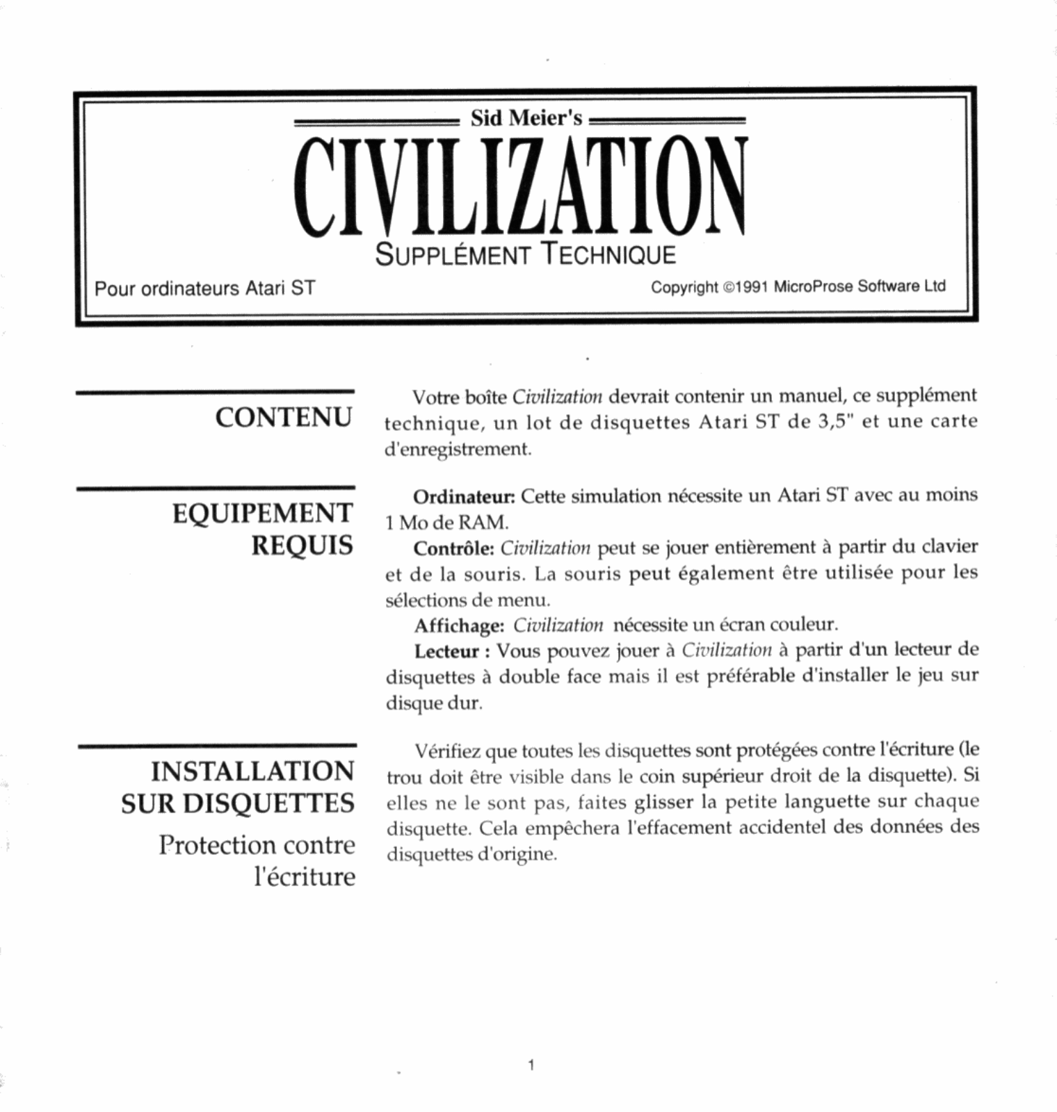 Sid Meier's Civilization Supplément technique