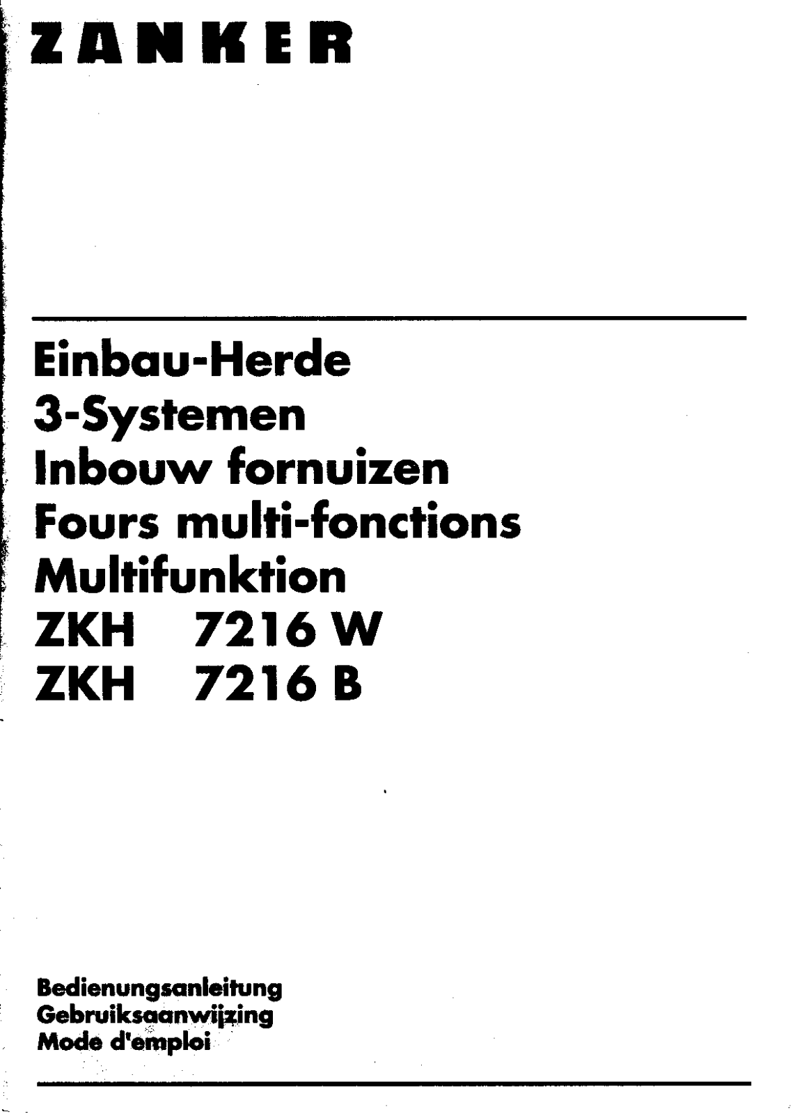 Zanker ZKH7216B, ZKH7216W User Manual