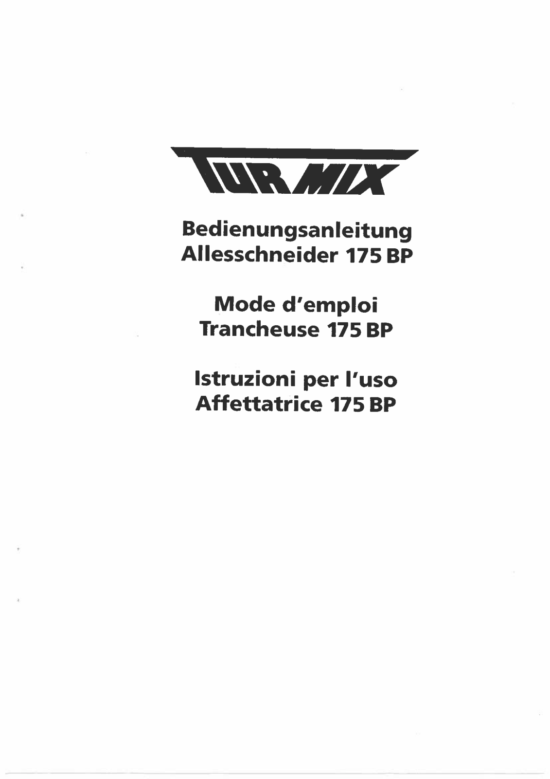 Turmix 175 BP User Manual