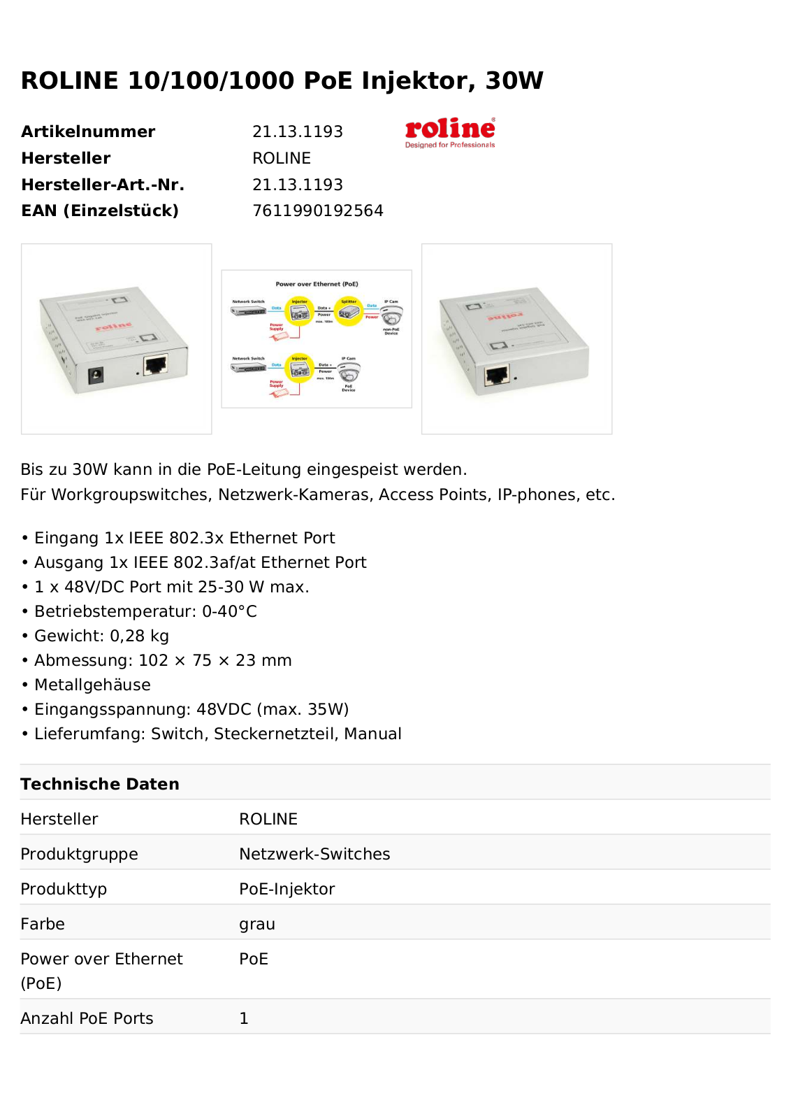 Roline 21.13.1193 User Manual