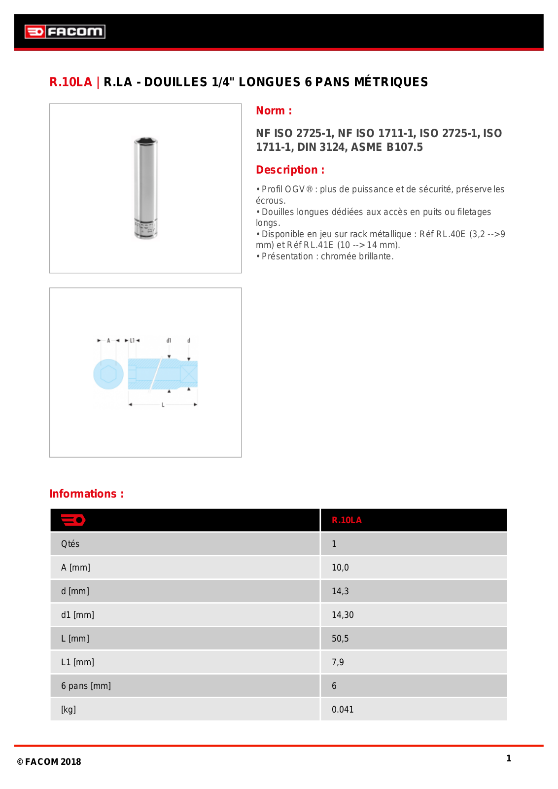 Facom R.10LA Specification - ManualMachine.com