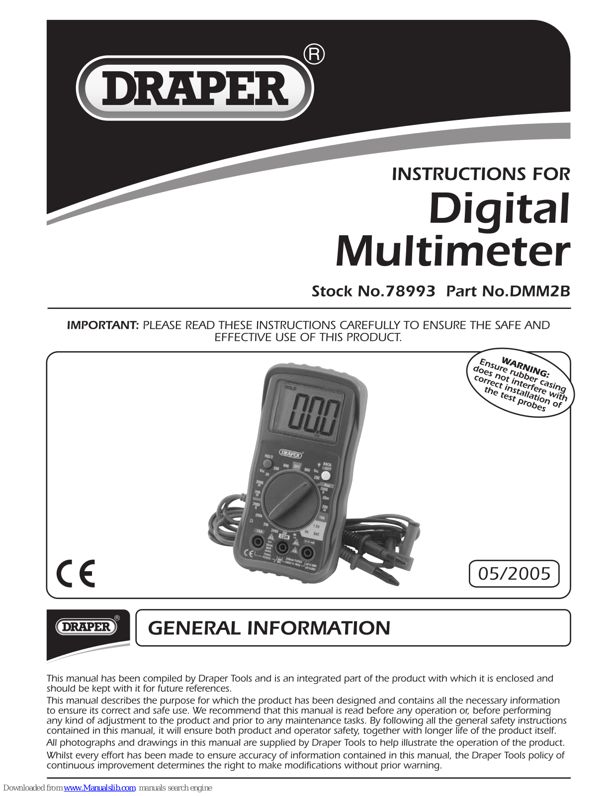 Draper Digital Multimeter Instructions Manual - ManualMachine.com