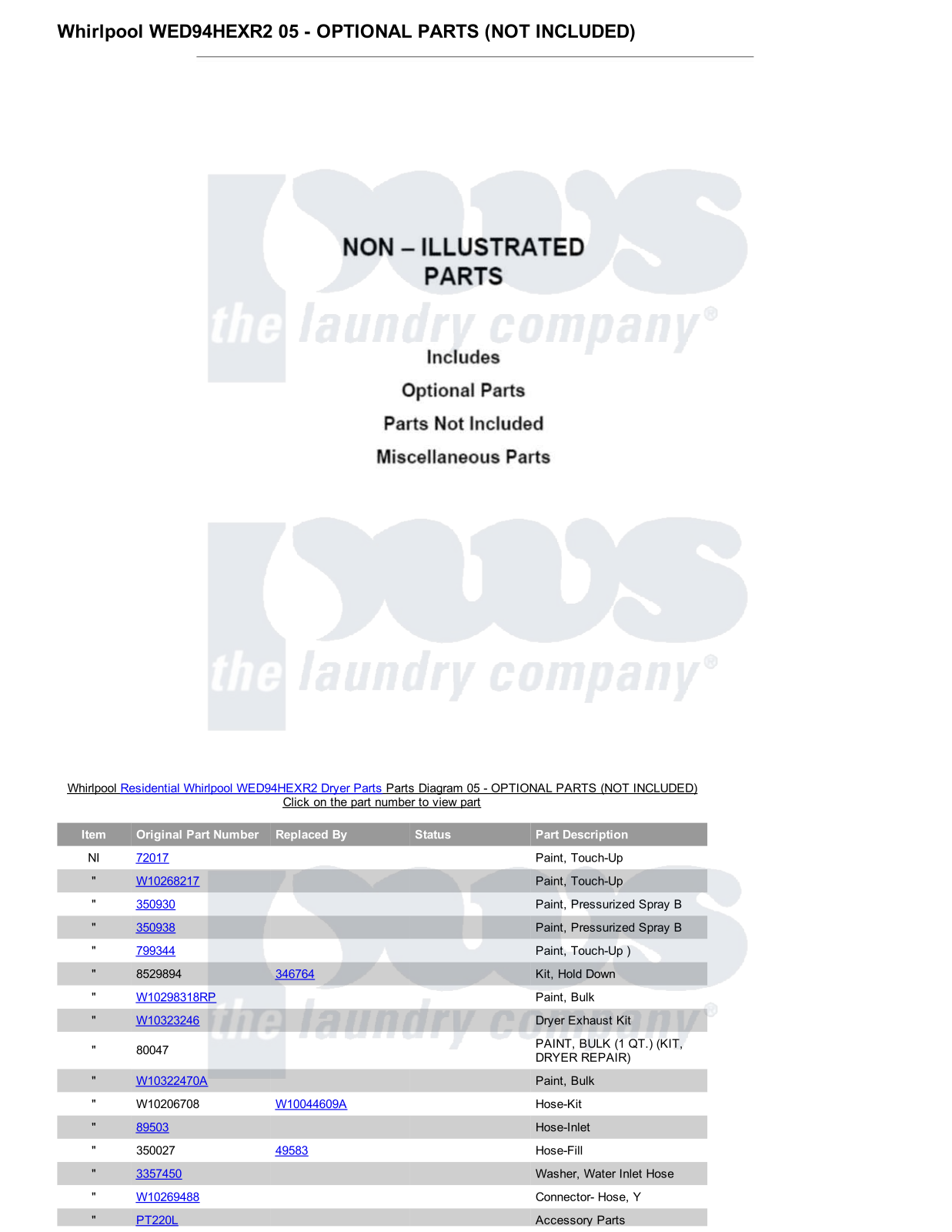 Whirlpool WED94HEXR2 Parts Diagram