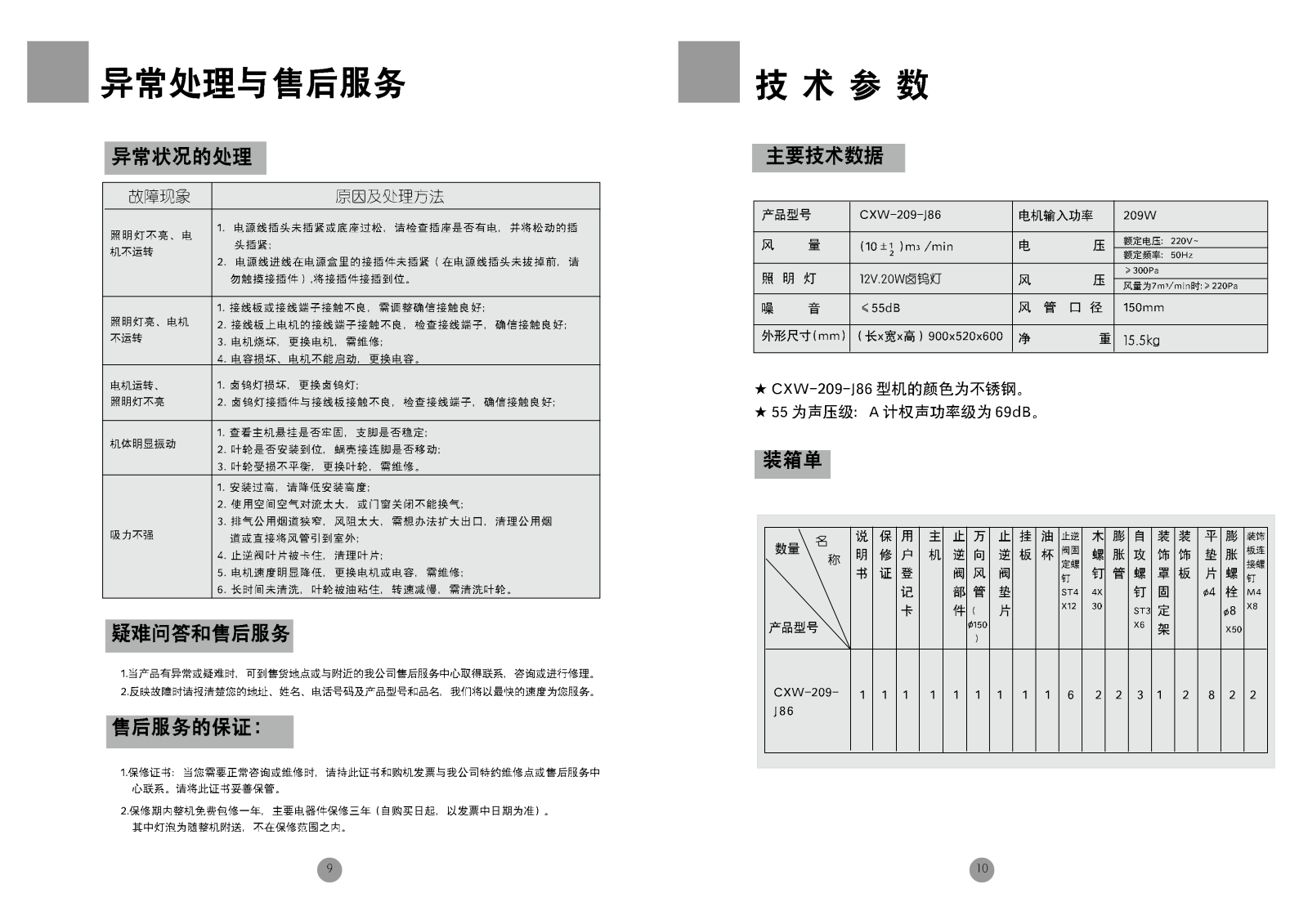 Haier CXW-209-J86 User Manual