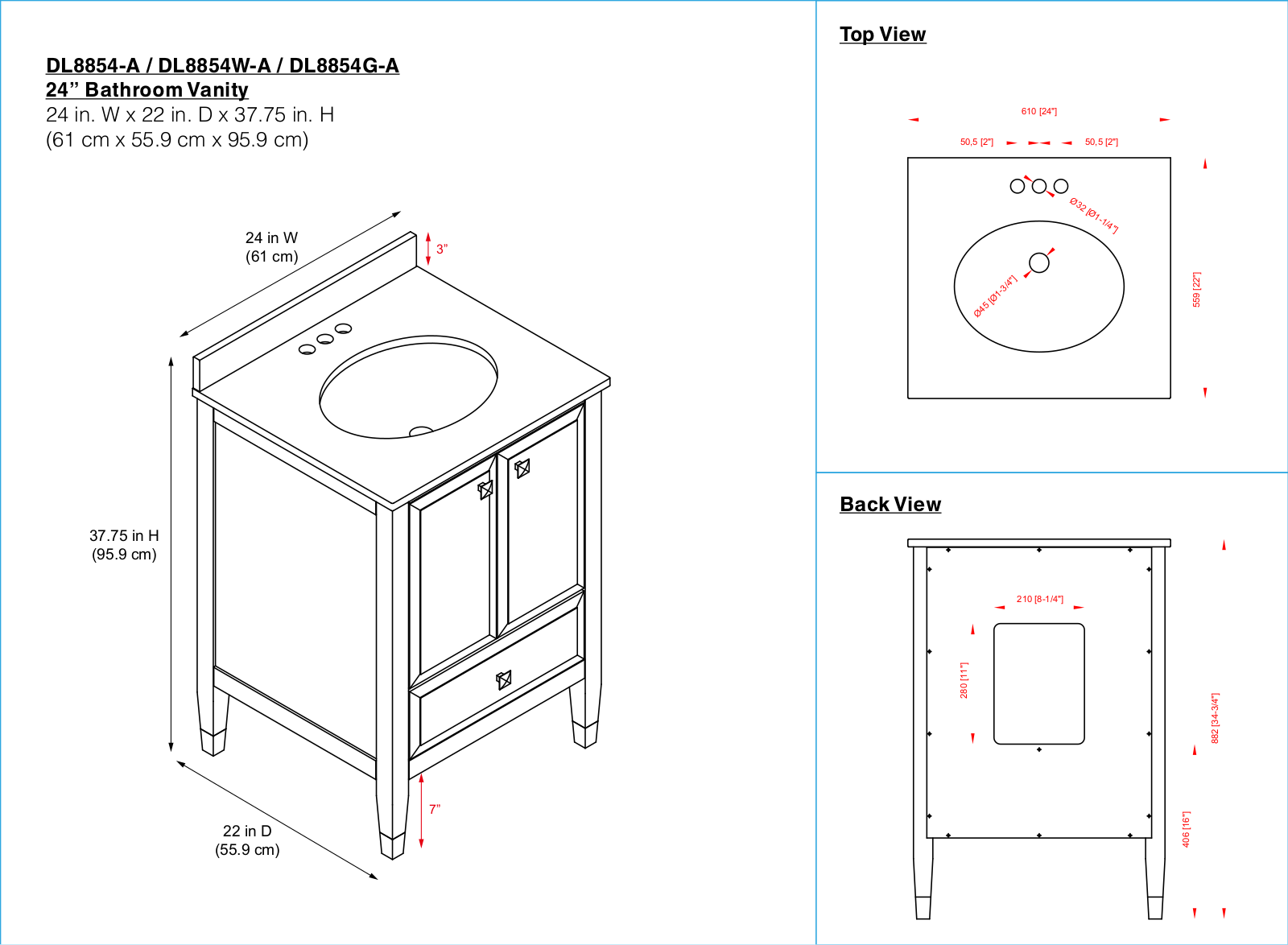Dorel Living DRIA1823 Dimensions - ManualMachine.com