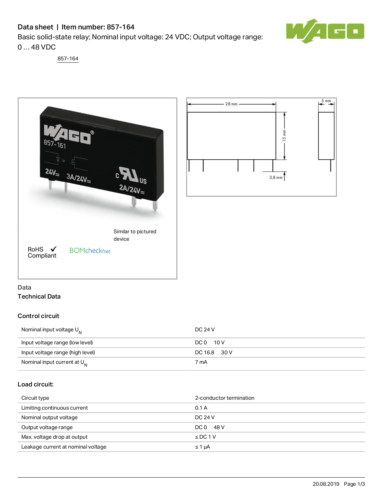 Wago 857-164 Data Sheet