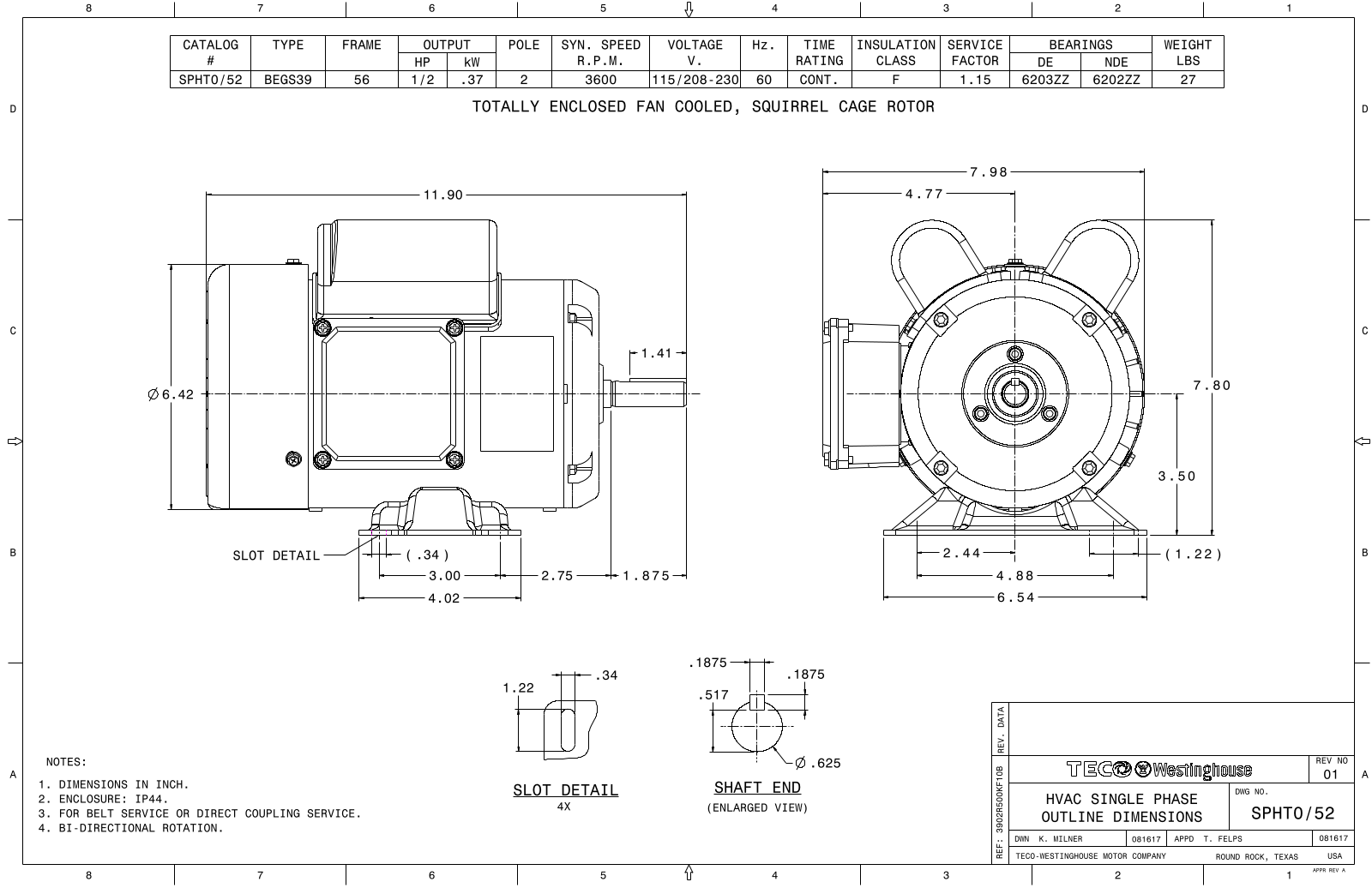 Teco SPHT0/52 Reference Drawing