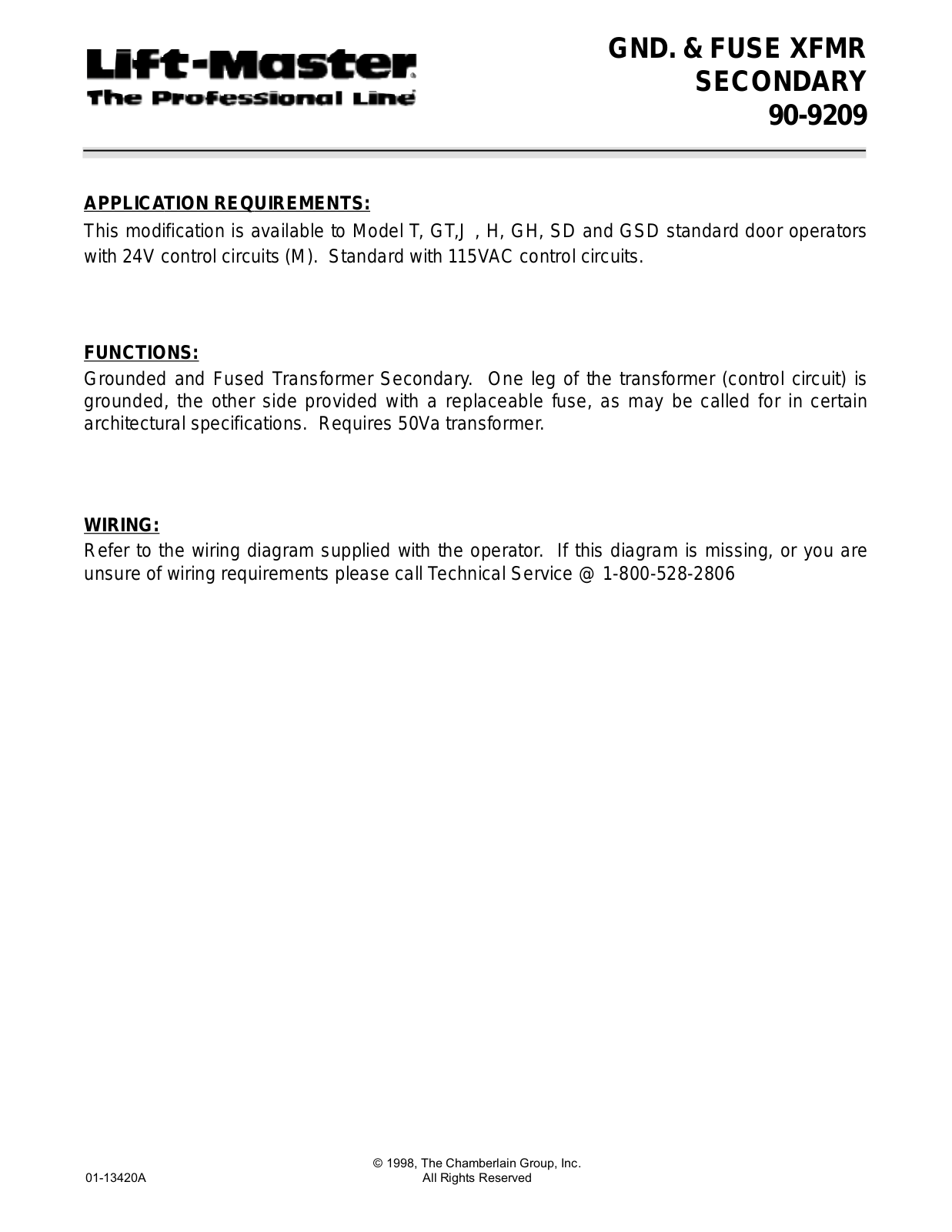 Lift-master 90 9209 User Manual