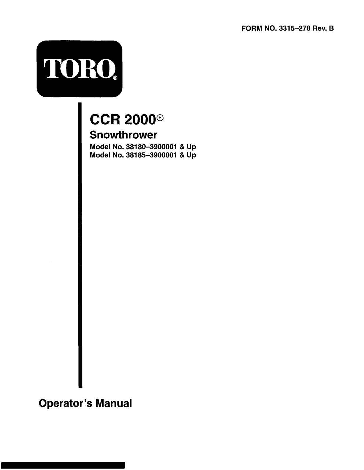 Toro CCR 2000 Operator's Manual