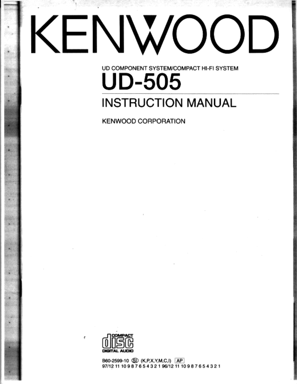 Kenwood UD-505, RXD-G5, LS-G5 Owner's Manual