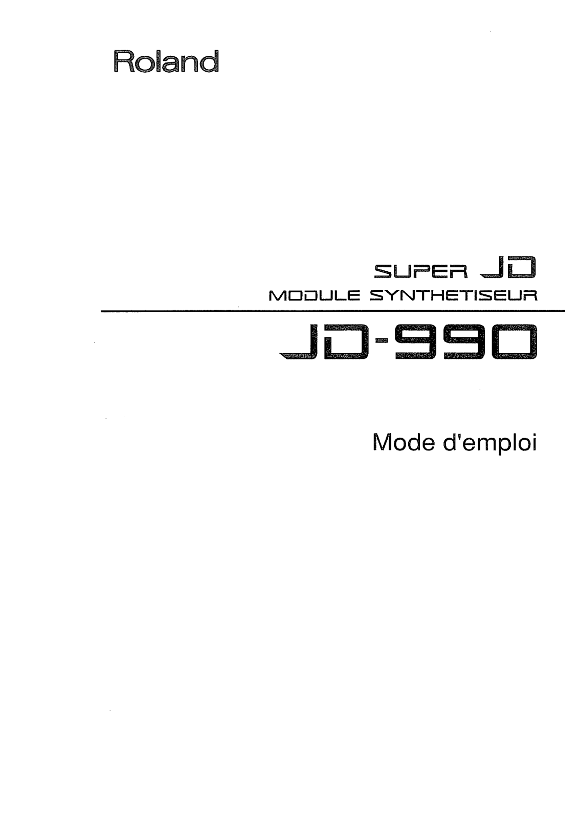 Roland JD-990 User Manual