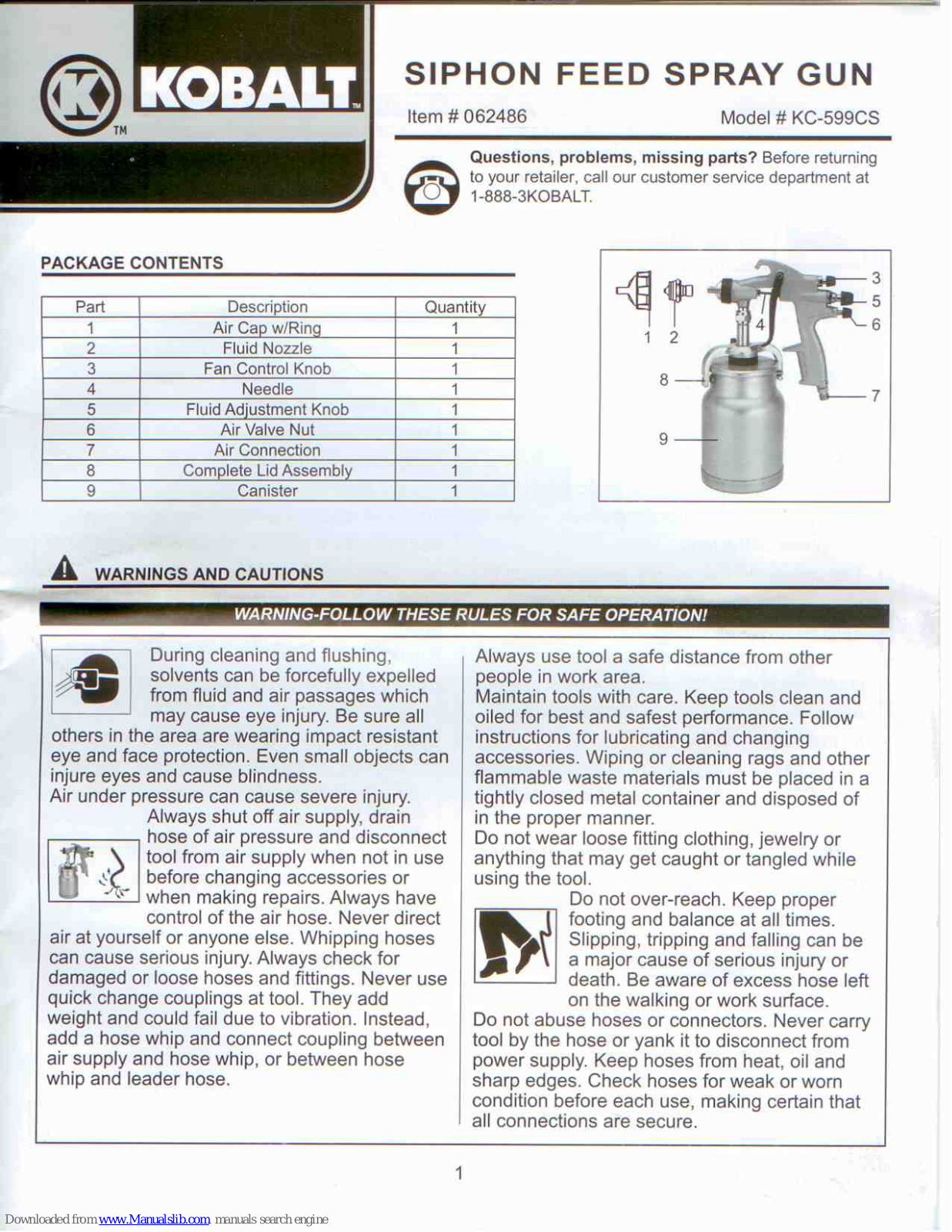 Kobalt KC-599CS, KPW-2000, 232177, F15DKL Quick Manual