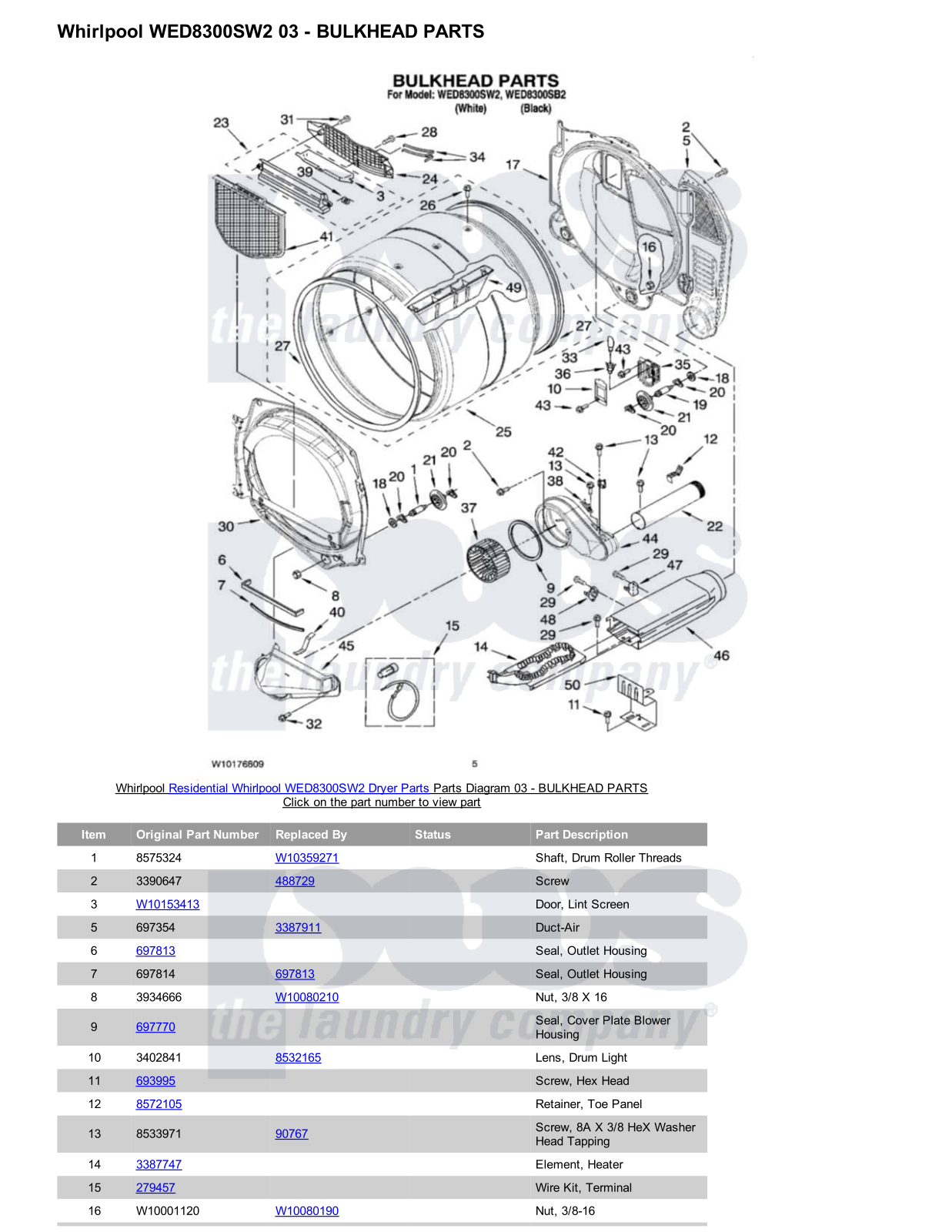 Whirlpool WED8300SW2 Parts Diagram