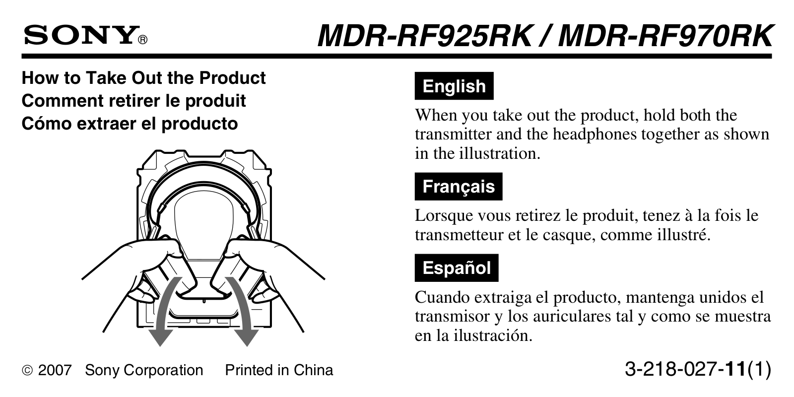 Sony MDR-RF925RK User Manual