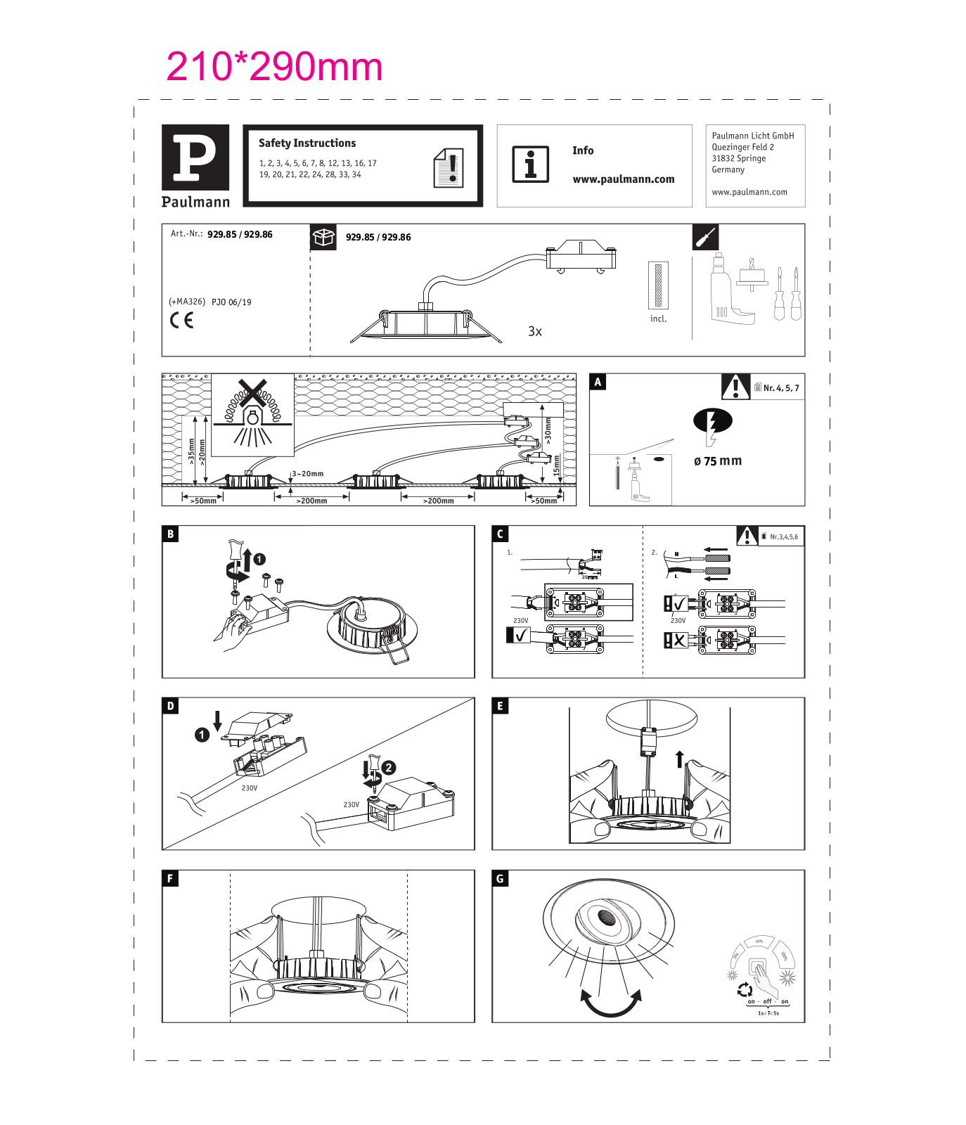 Paulmann 92986 Installation manual - ManualMachine.com