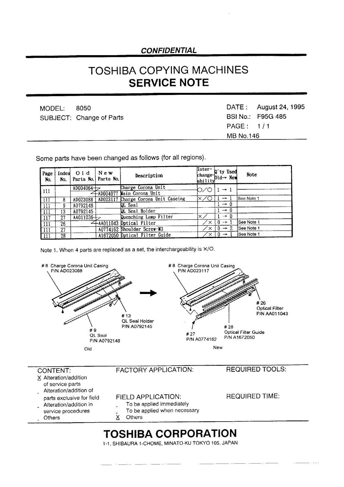 Toshiba f98g485 Service Note