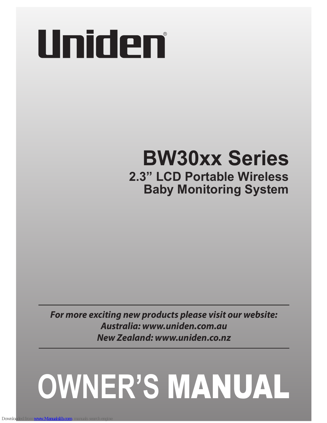 Uniden BW30xx Series, BW30 Series Owner's Manual