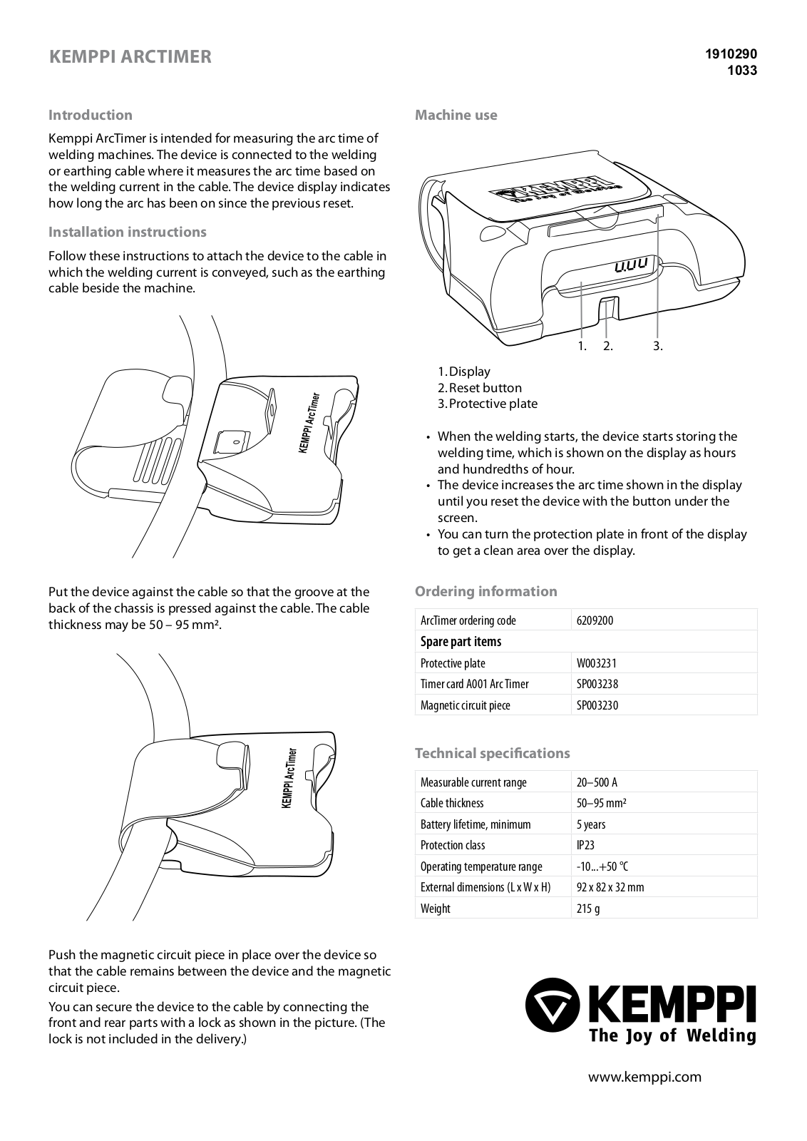 Kemppi ArcTimer User Manual