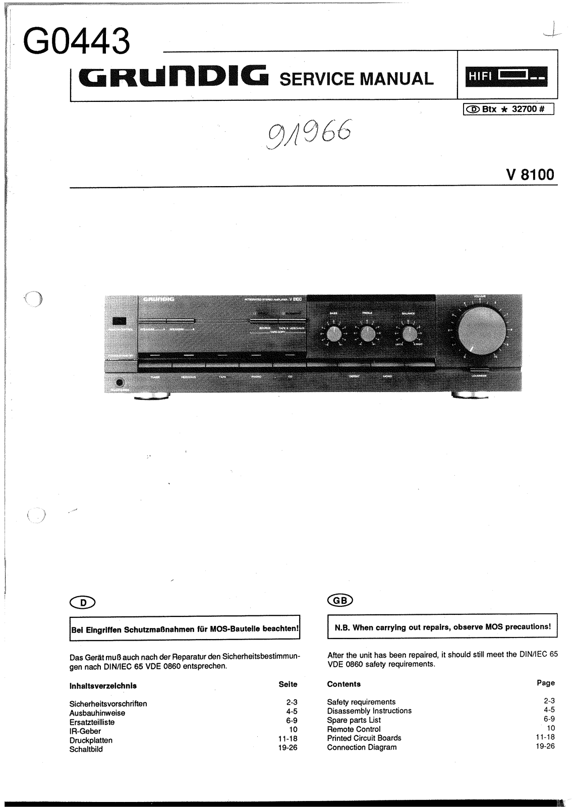 Grundig V-8100 Service manual