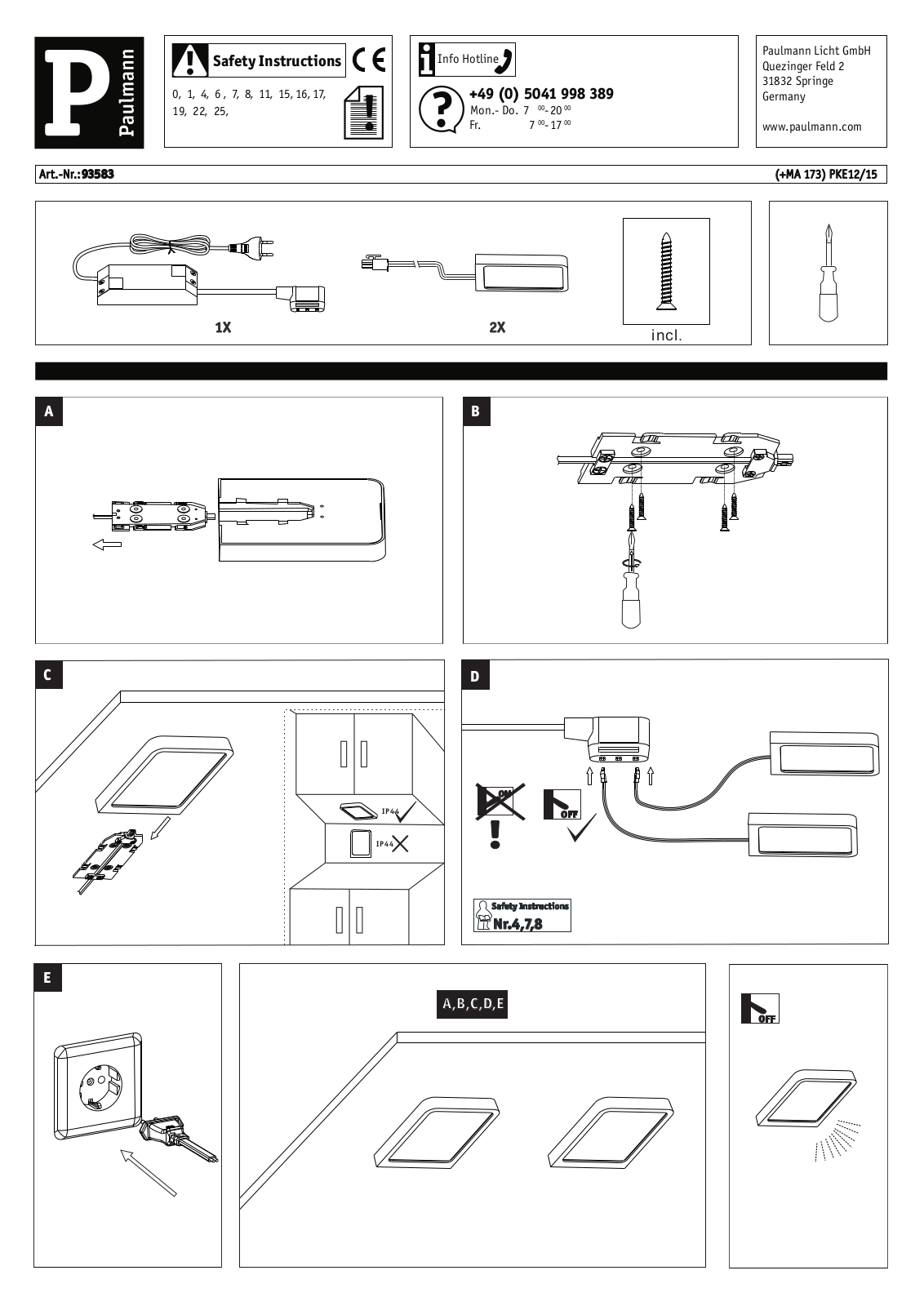 Paulmann 935.83 operation manual - ManualMachine.com