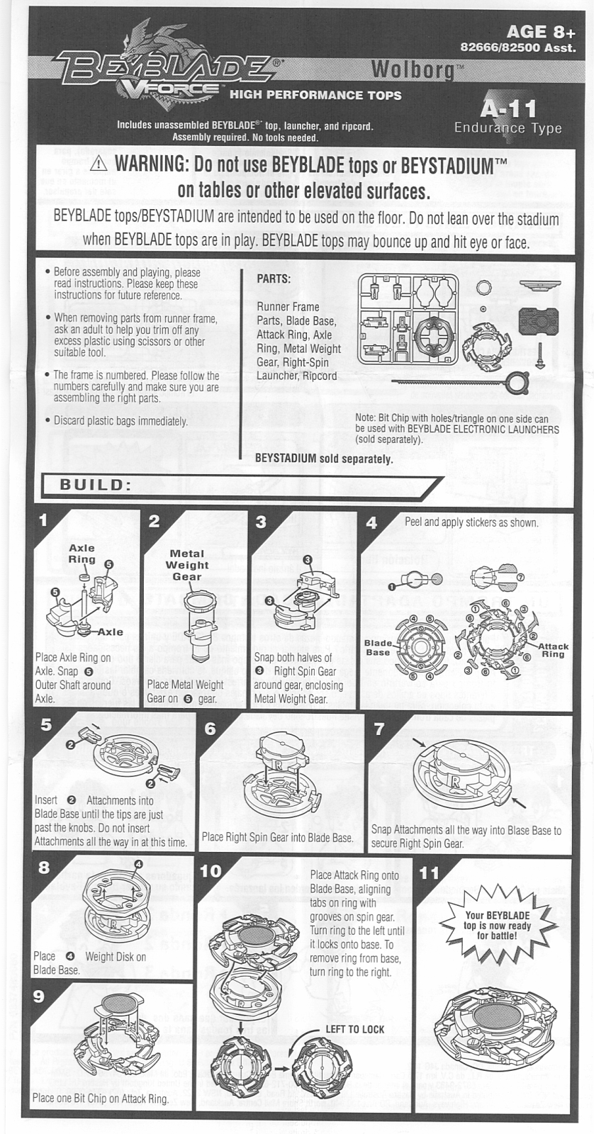 HASBRO Beyblade V Force Wolborg User Manual