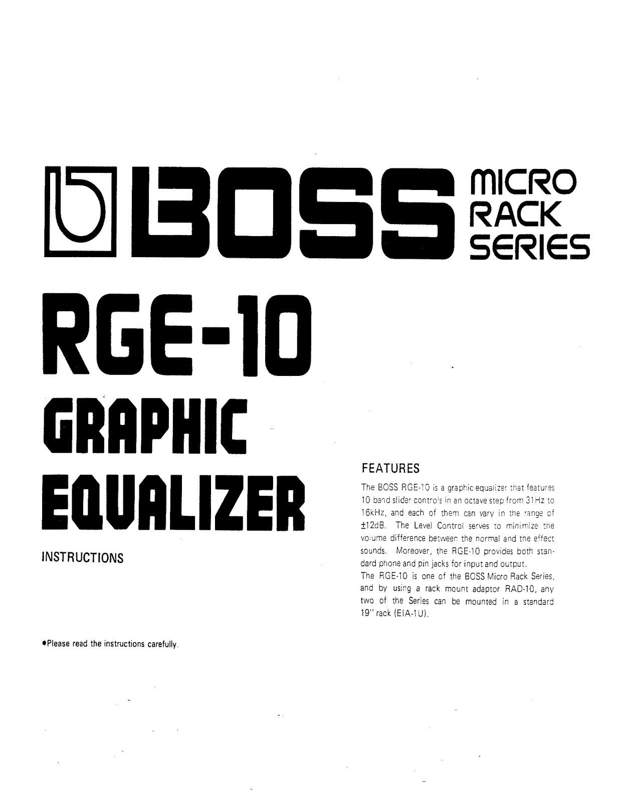 Roland Corporation RGE-10 Owner's Manual