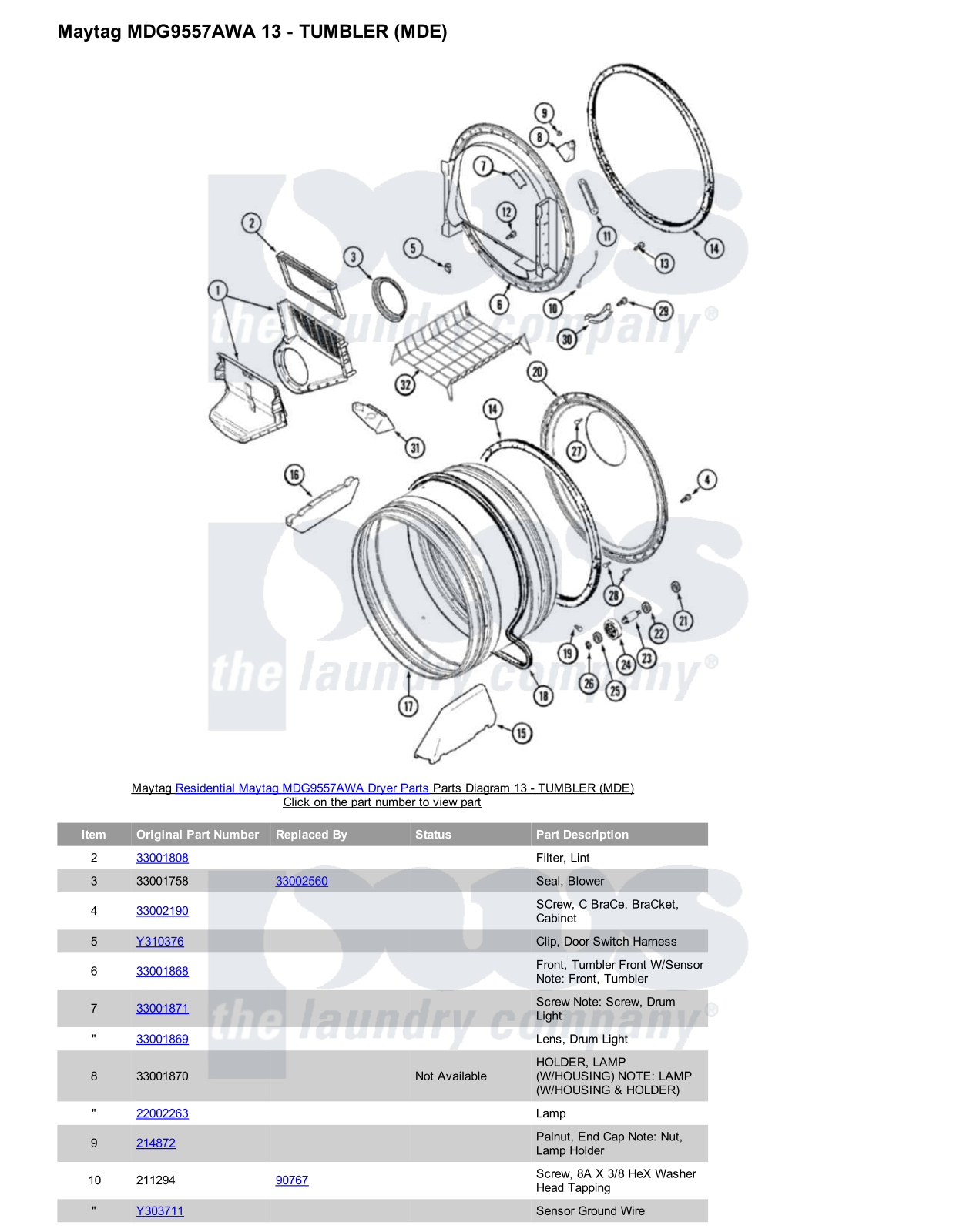 Maytag MDG9557AWA Parts Diagram