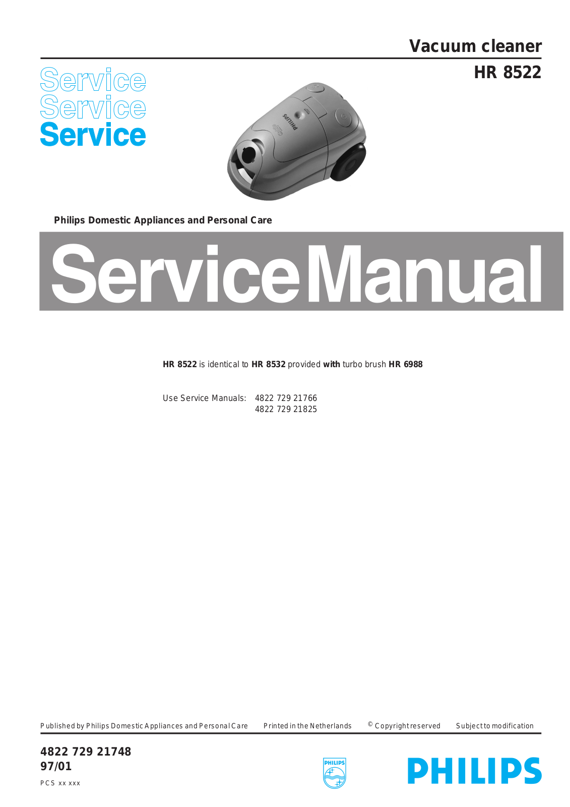 Philips HR 8522 Service Manual