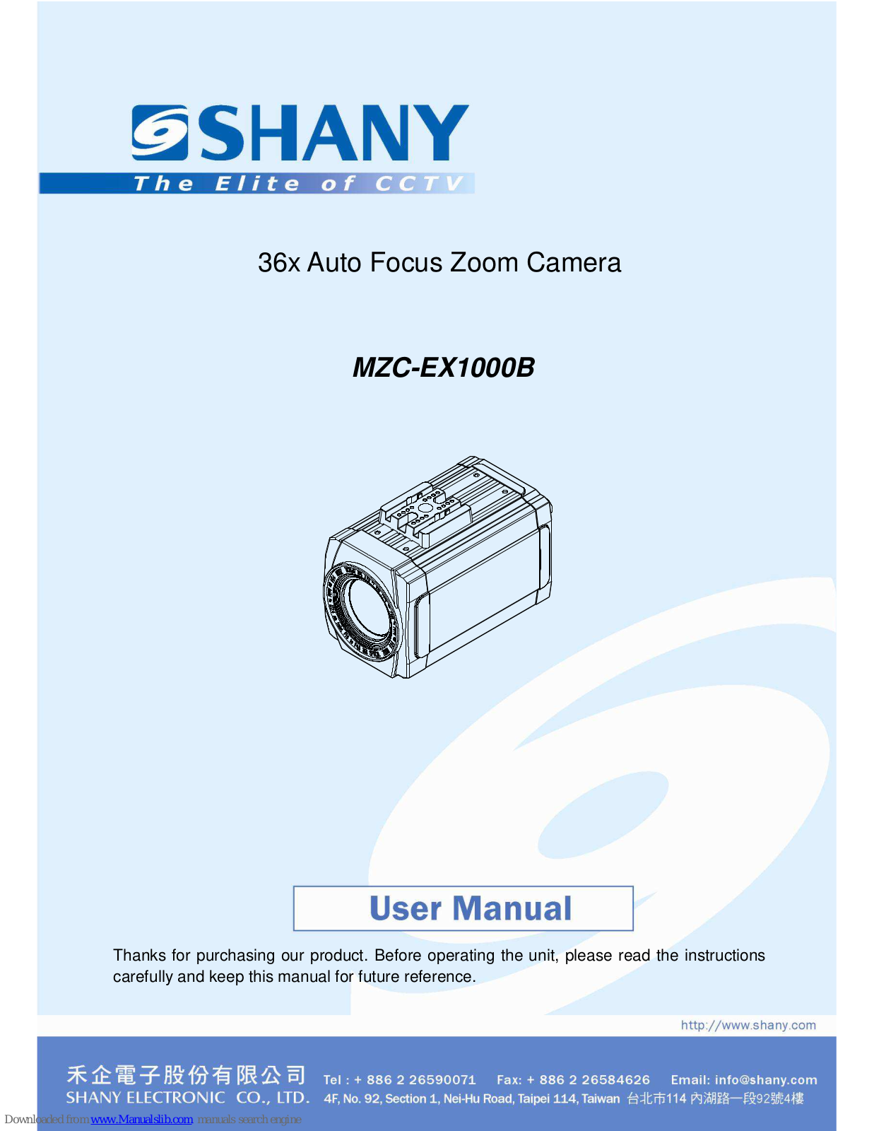 SHANY MZC-EX1000B User Manual