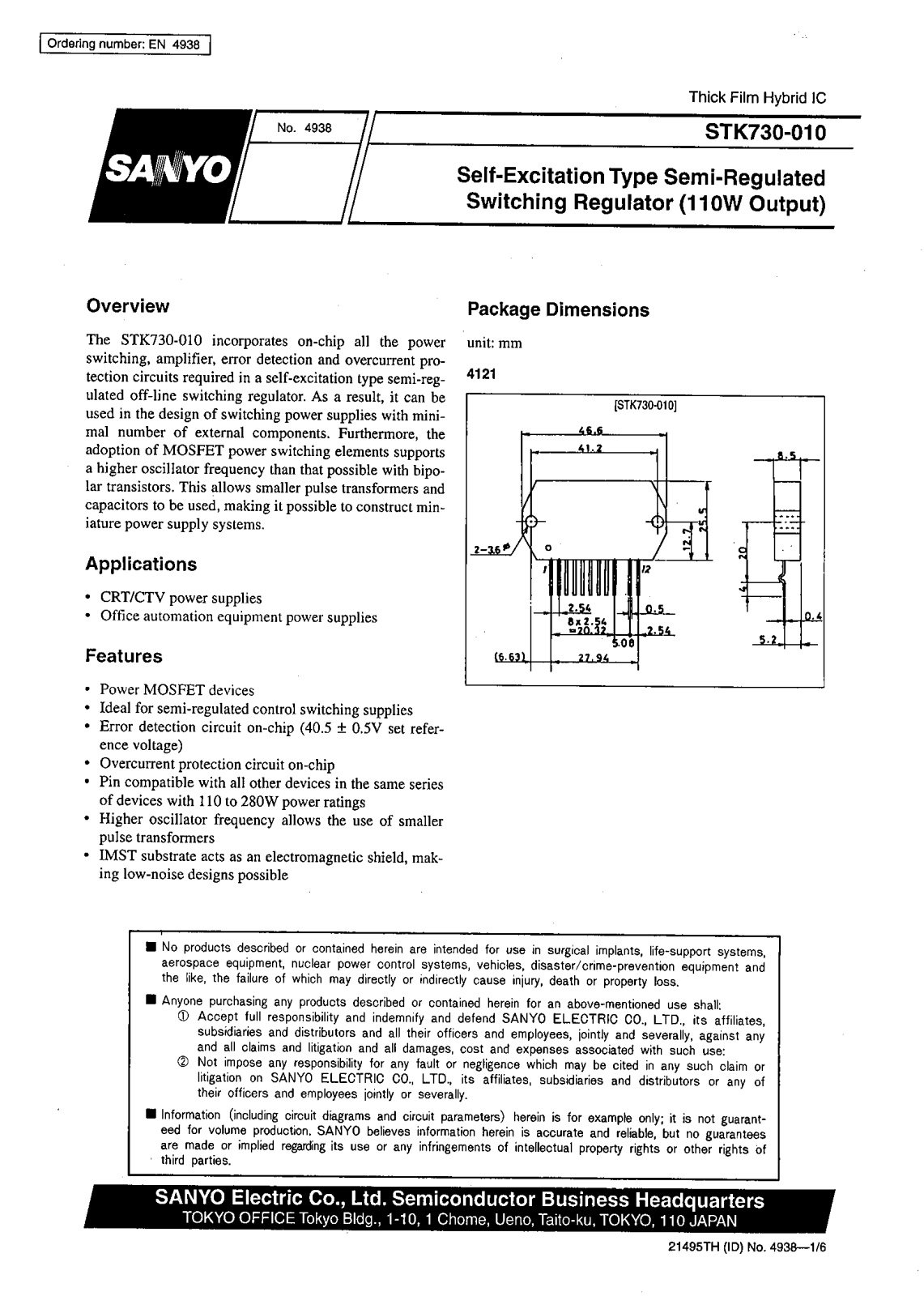 SANYO STK730-010 Datasheet