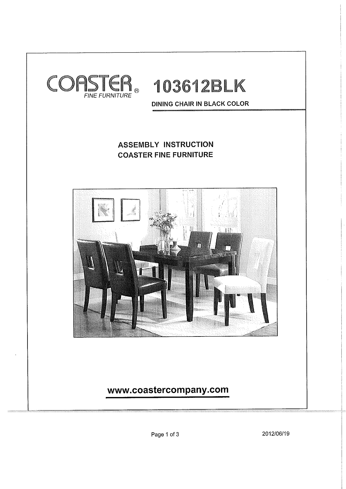 Coaster 103612BLK Assembly Guide