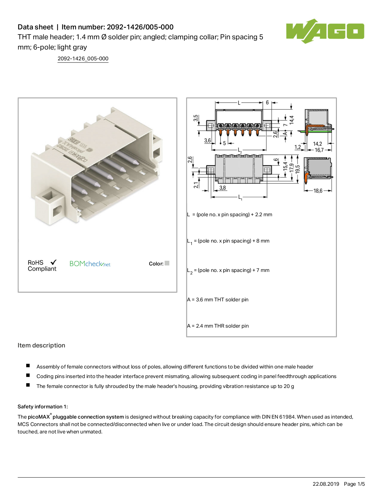 Wago 2092-1426/005-000 Data Sheet