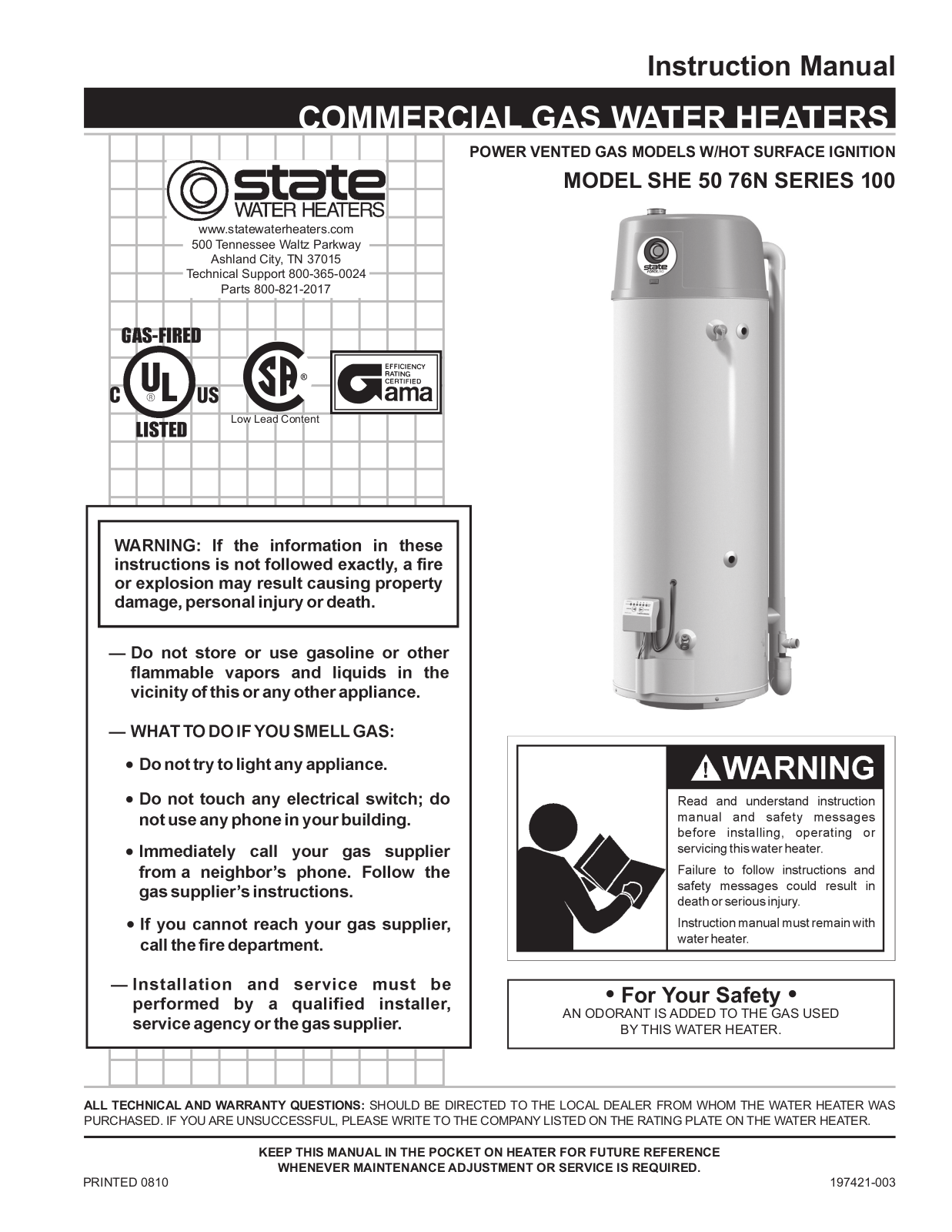 State Industries SHE 50 76N User Manual